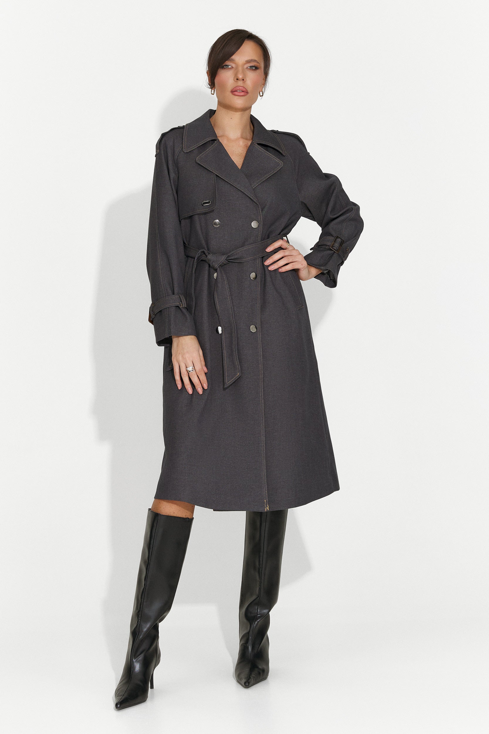 Елегантно дамско палто сиво Nuvia Bogas