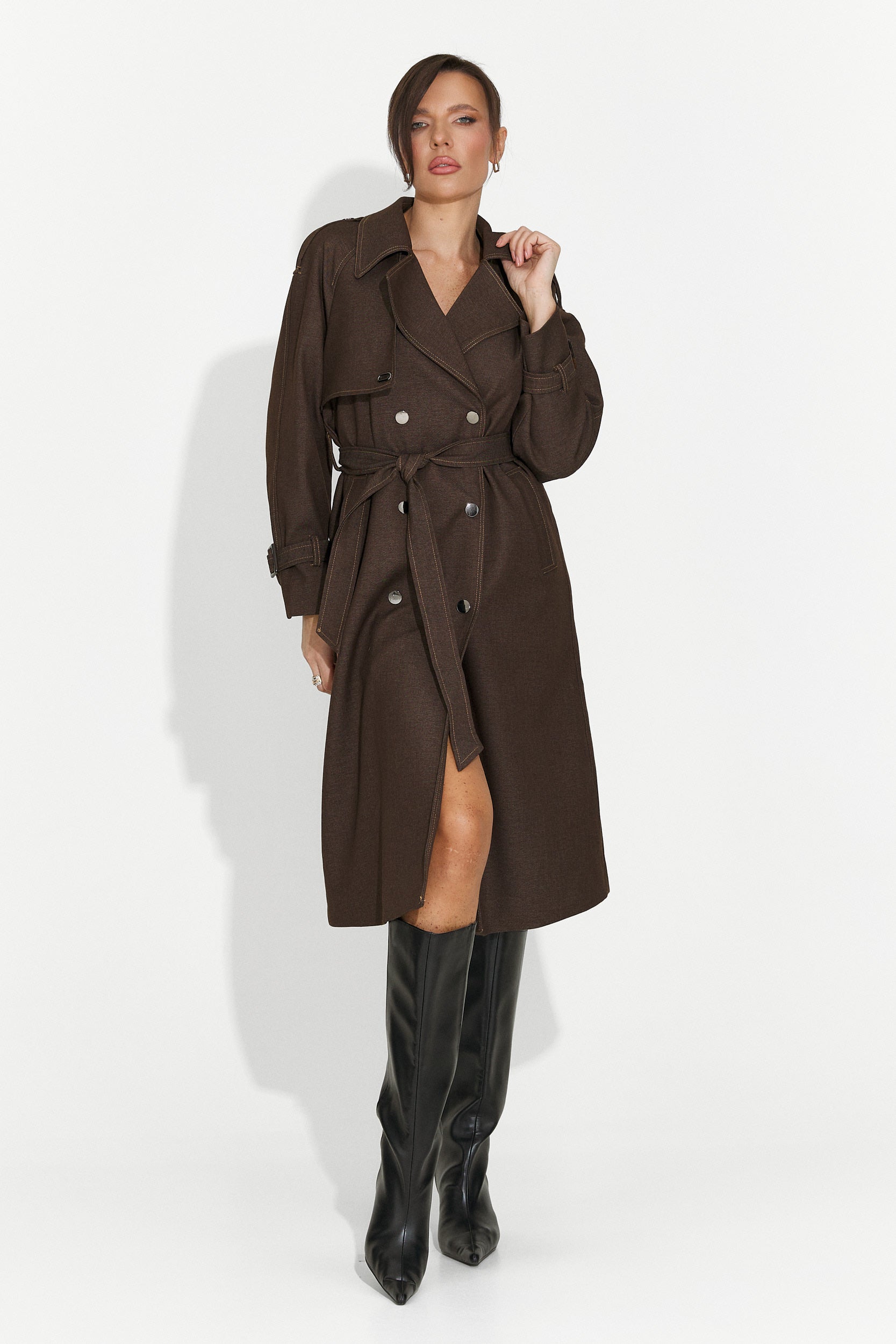 Елегантно дамско палто кафяво Nuvia Bogas