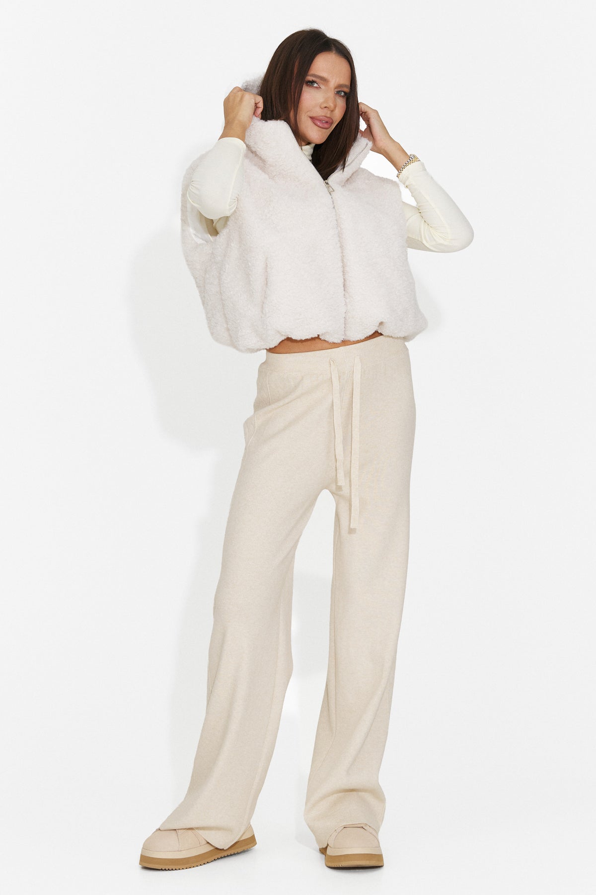 Pantaloni casual bej Berinieza Bogas