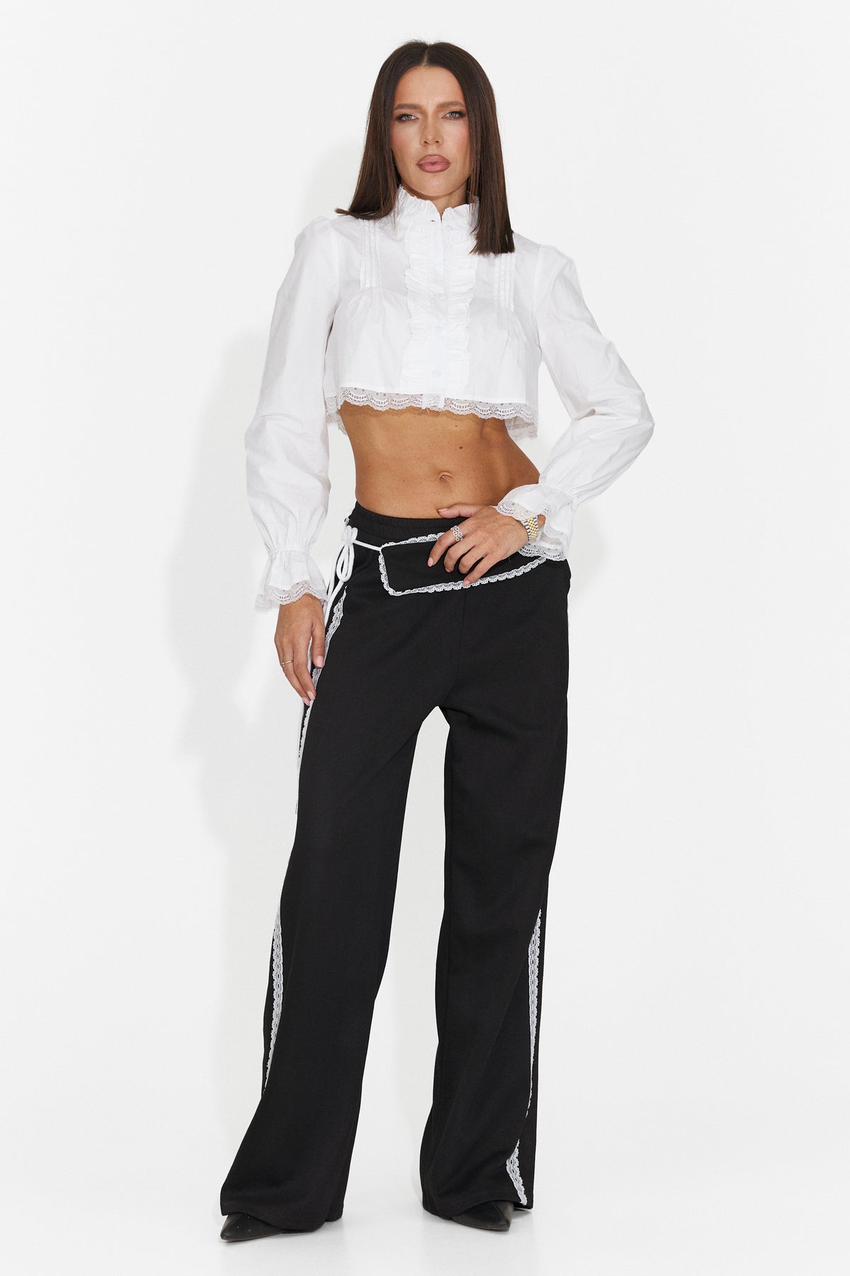 Pantaloni casual negri Nulenoa Bogas
