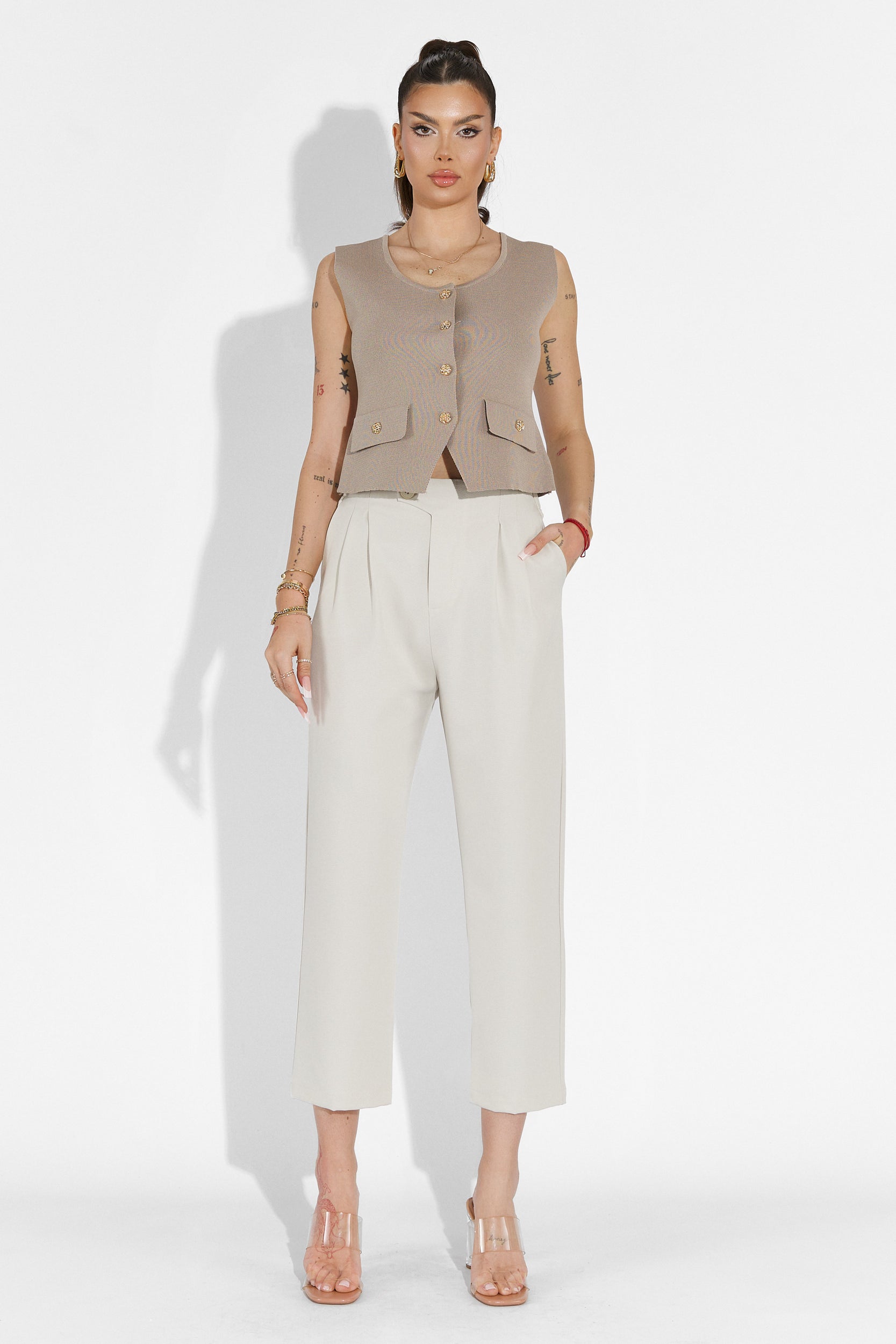 Pantaloni dama casual bej Alvaro Bogas