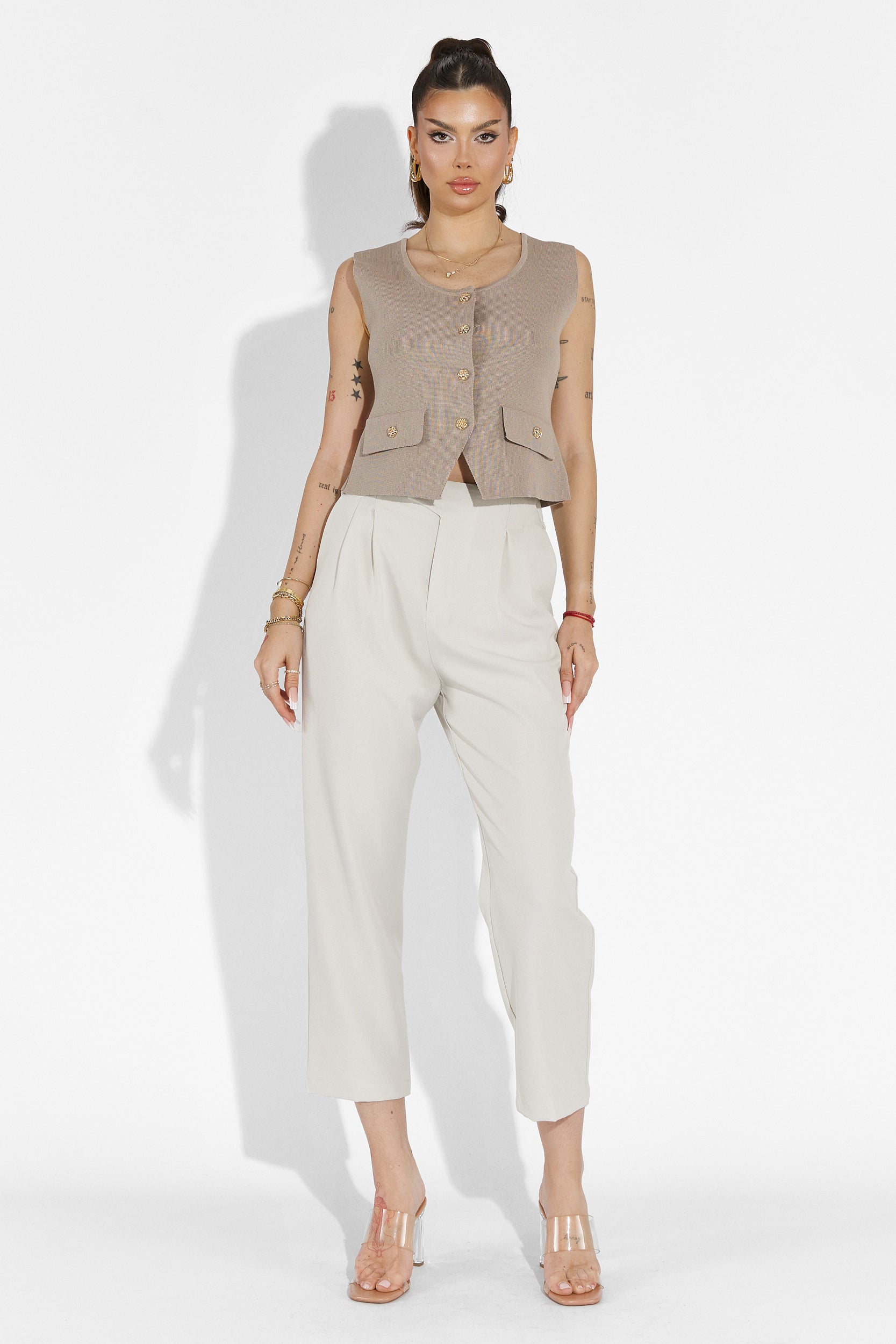 Pantaloni dama casual bej Alvaro Bogas