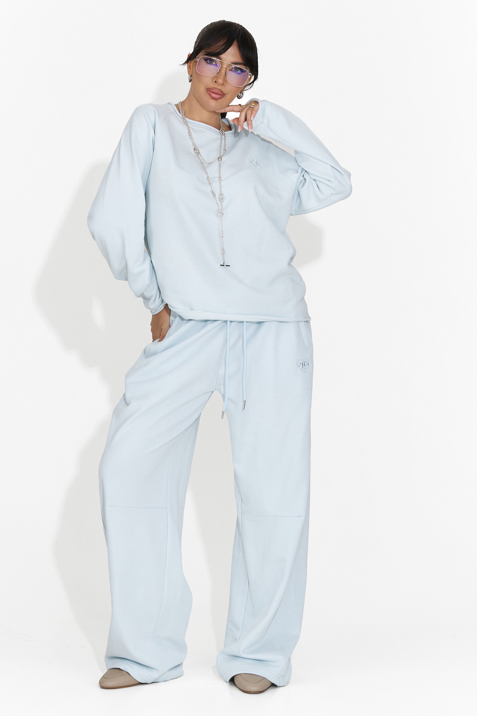 Дамски панталони ежедневни светлосини Romela Bogas