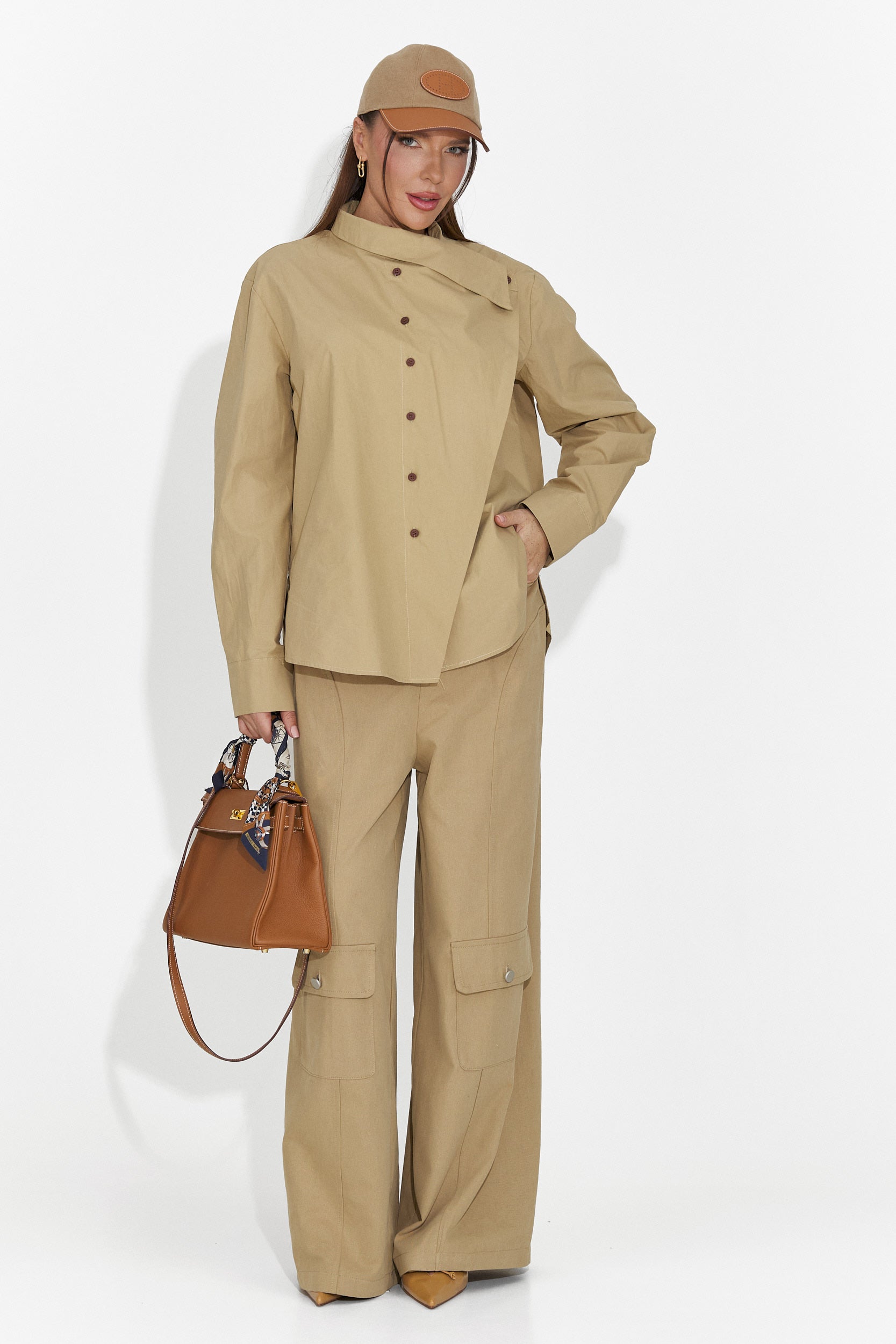 Дамски ежедневни панталони кафяви Nederia Bogas