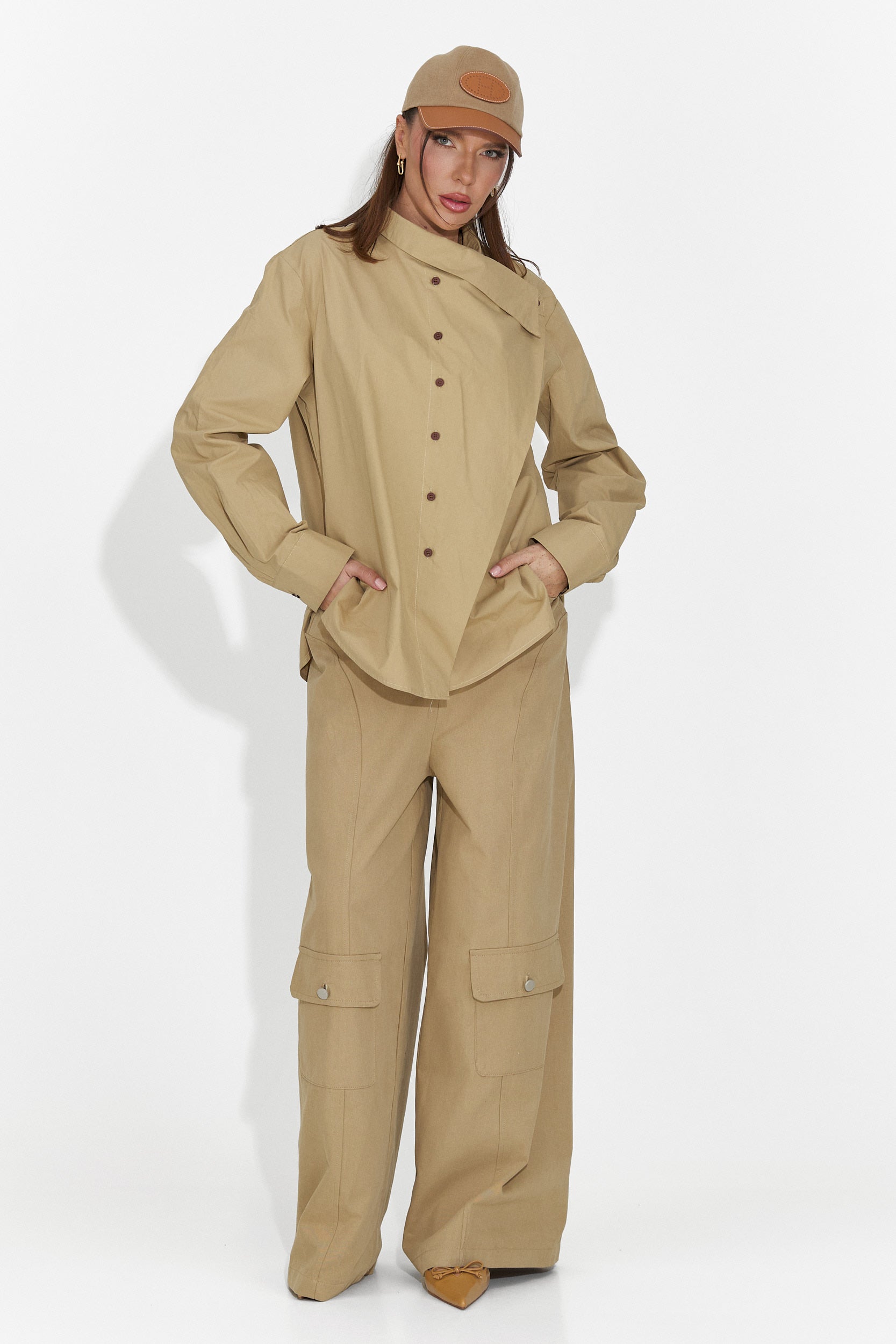 Дамски ежедневни панталони кафяви Nederia Bogas