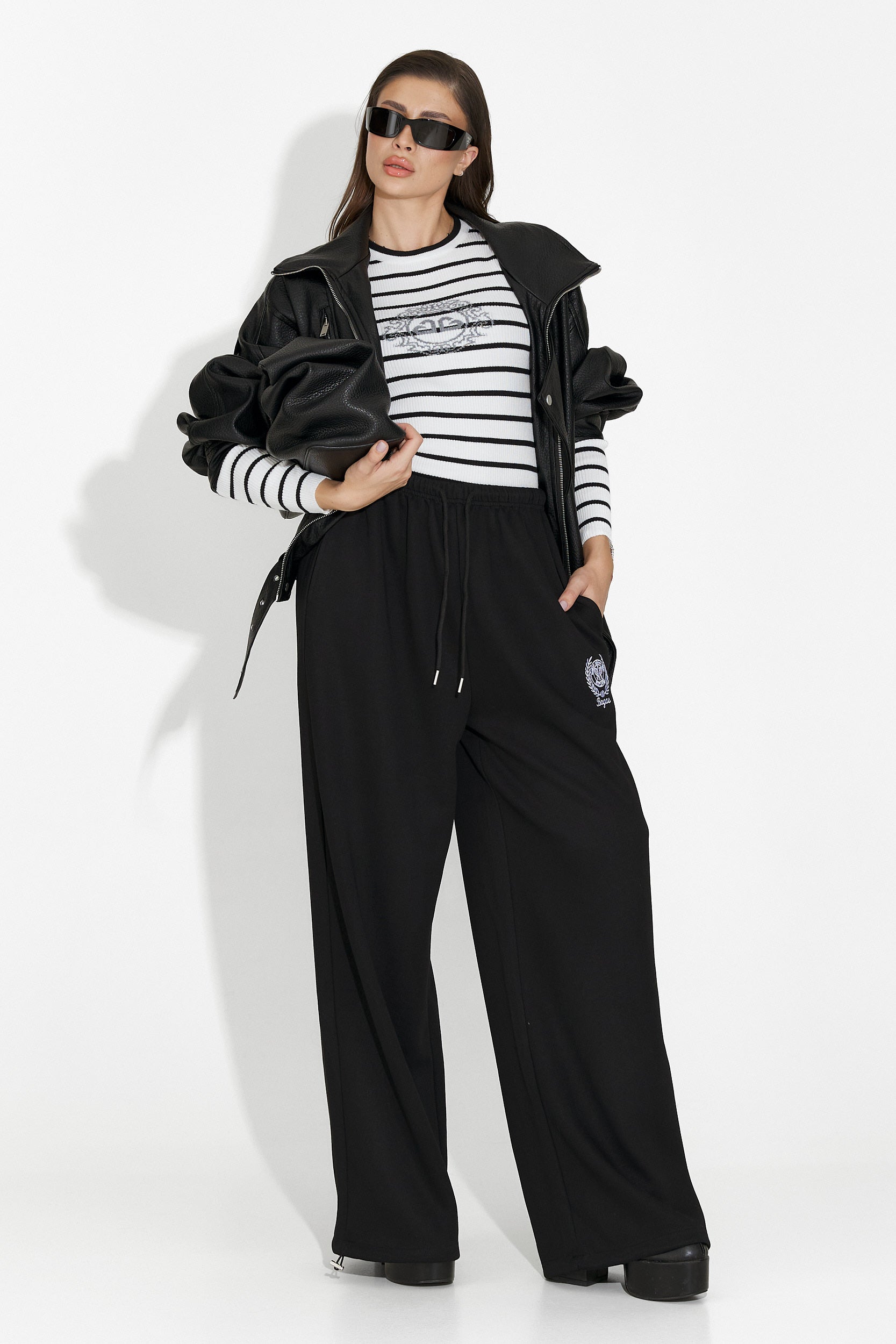 Дамски черни ежедневни панталони Novirene Bogas