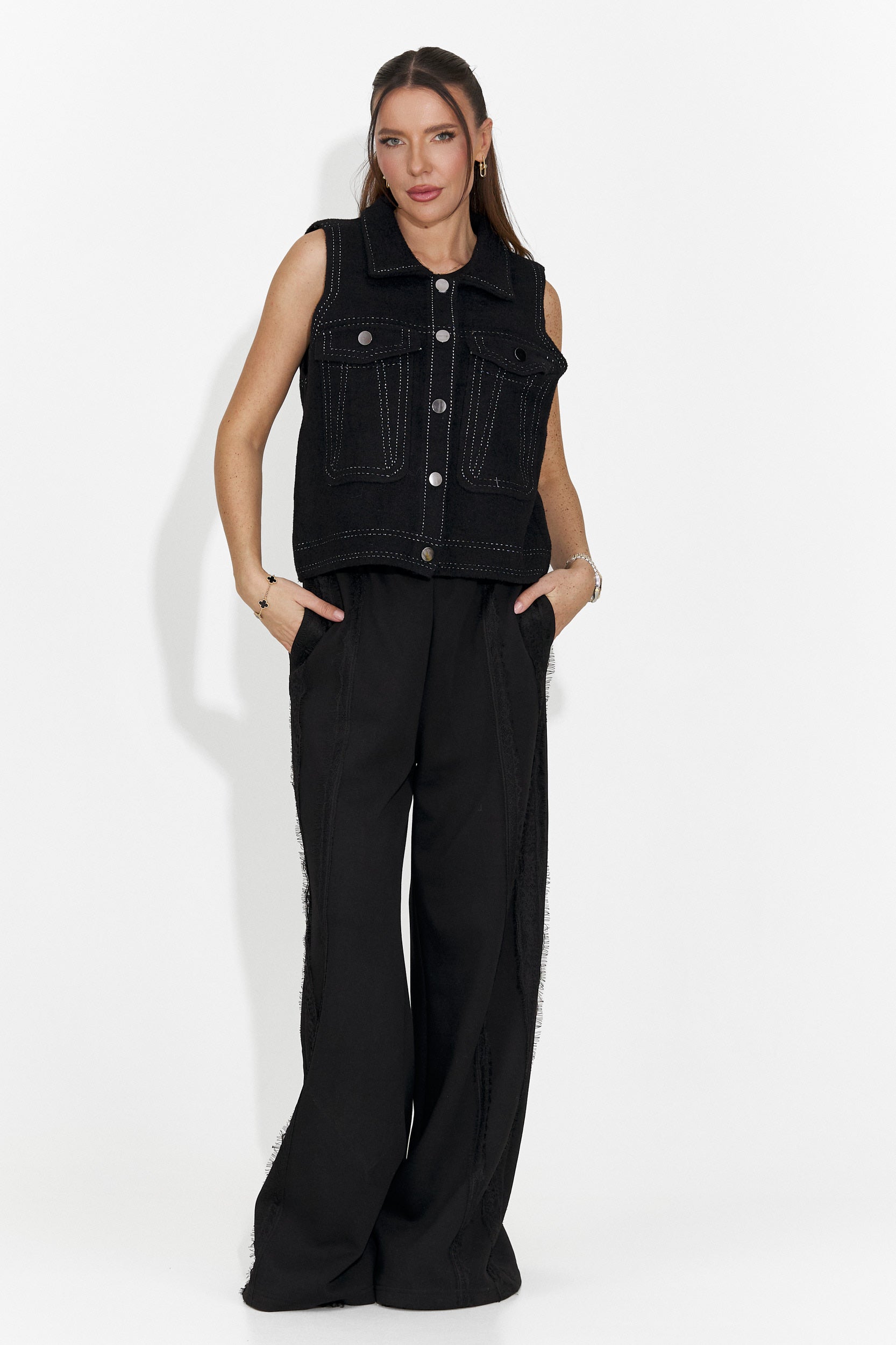 Дамски ежедневни черни панталони Zarania Bogas