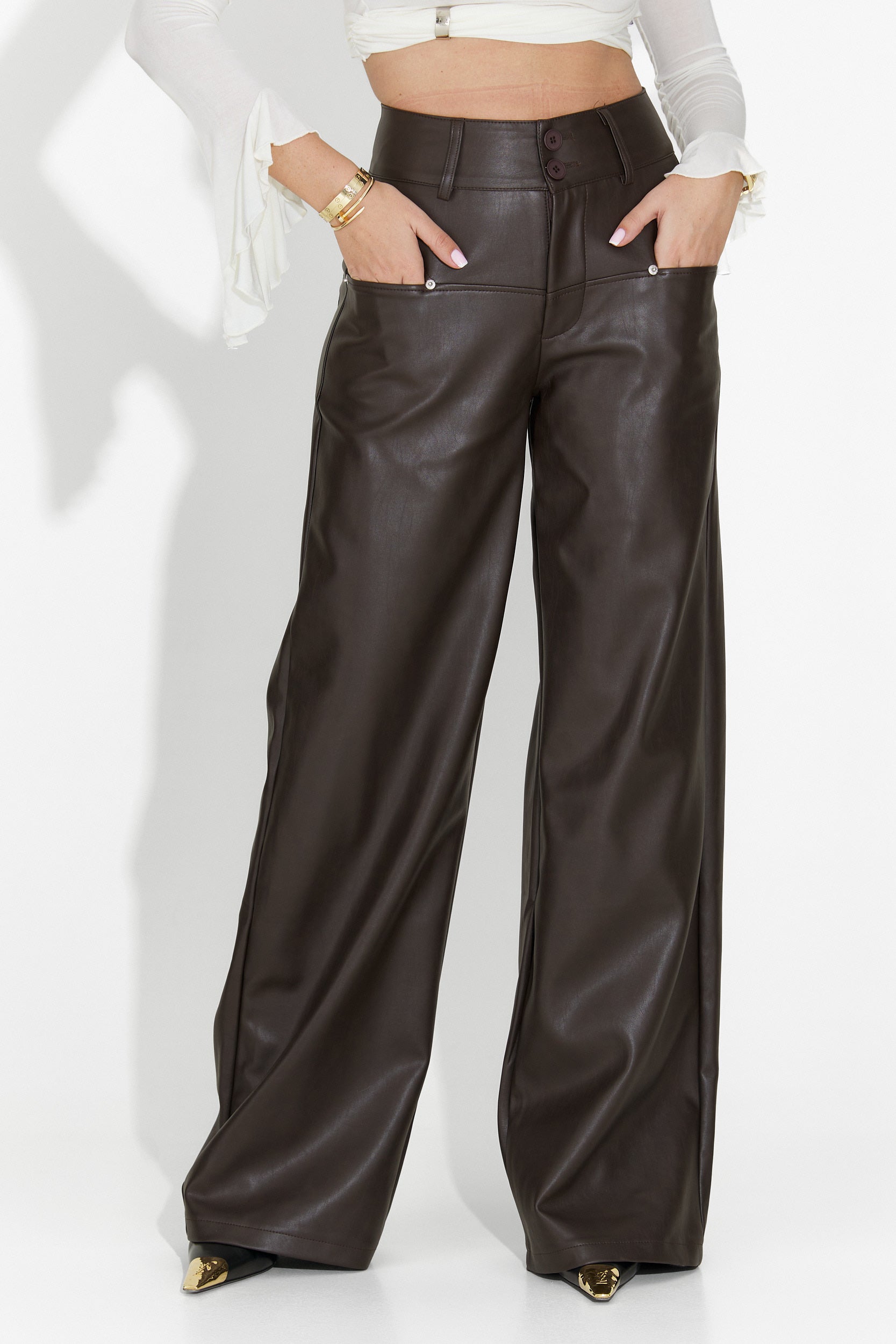 Елегантни дамски панталони в кафяво Clorina Bogas