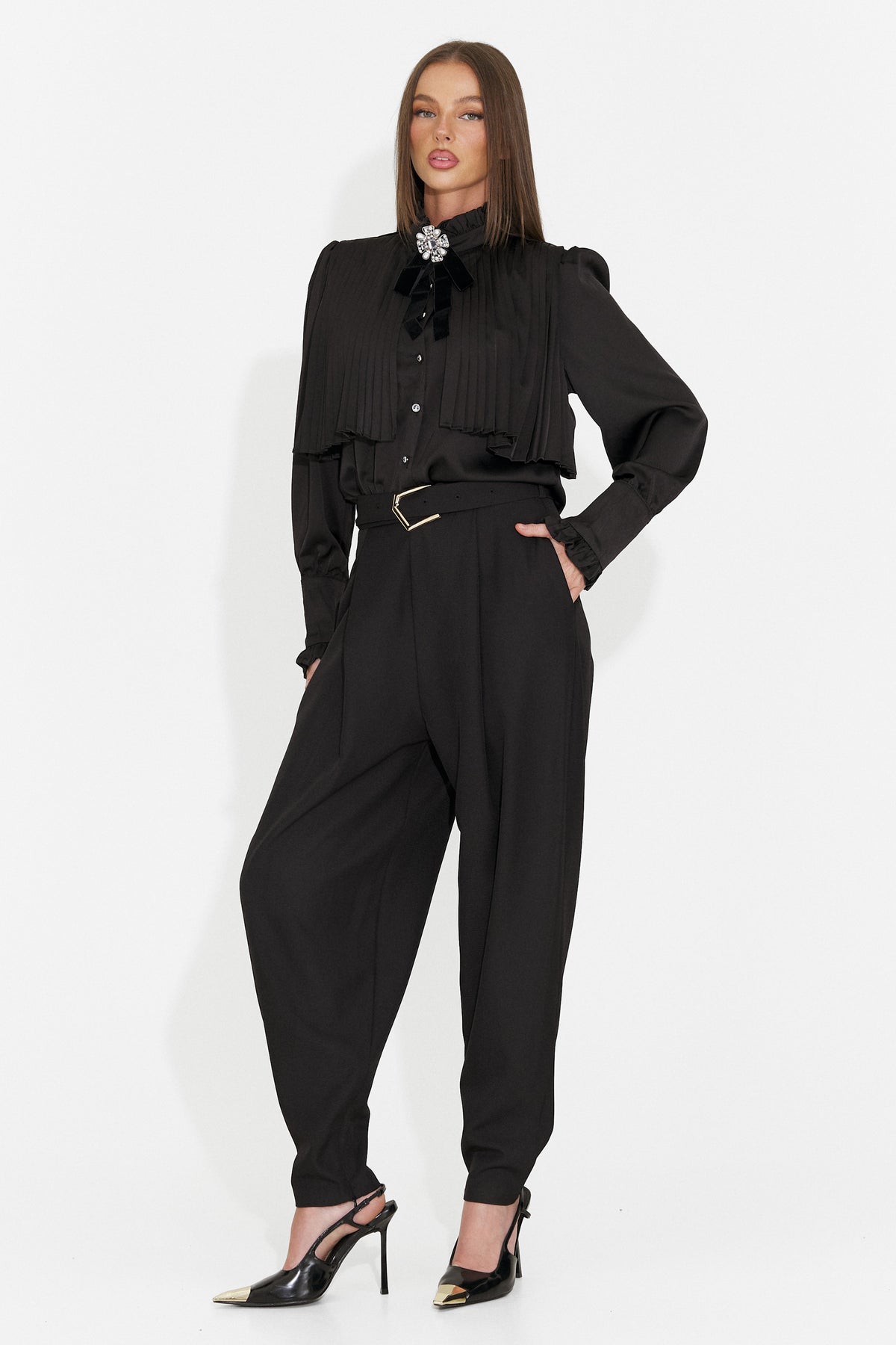 Pantaloni eleganti negri Didola Bogas