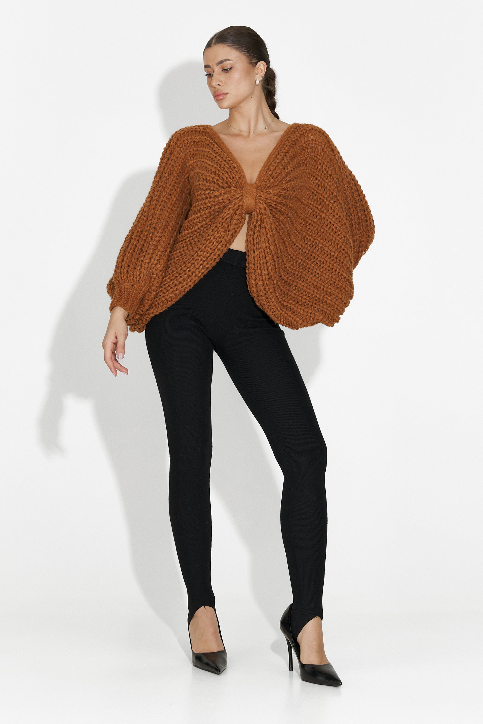 Кафяв дамски ежедневен пуловер Raviana Bogas