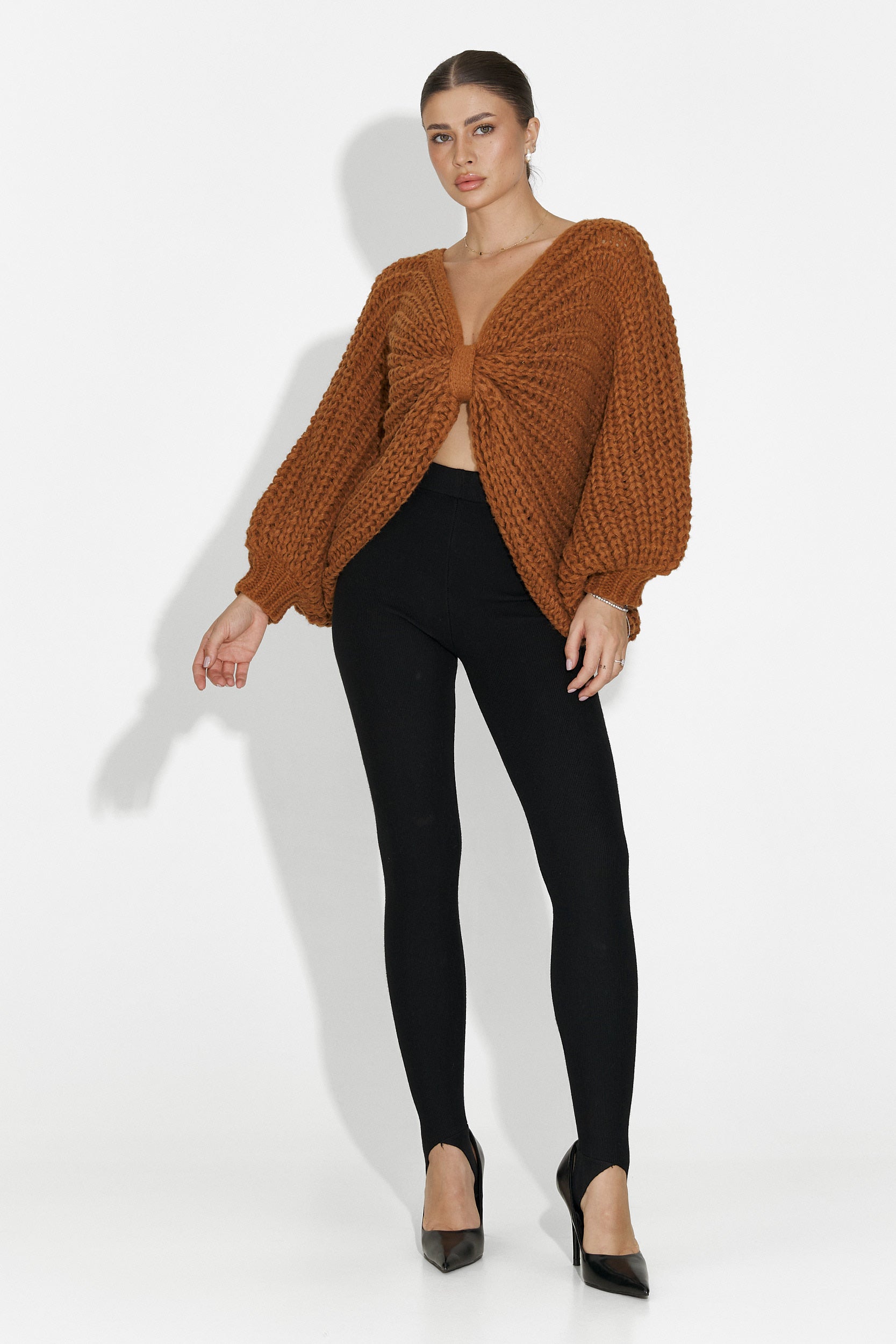 Кафяв дамски ежедневен пуловер Raviana Bogas