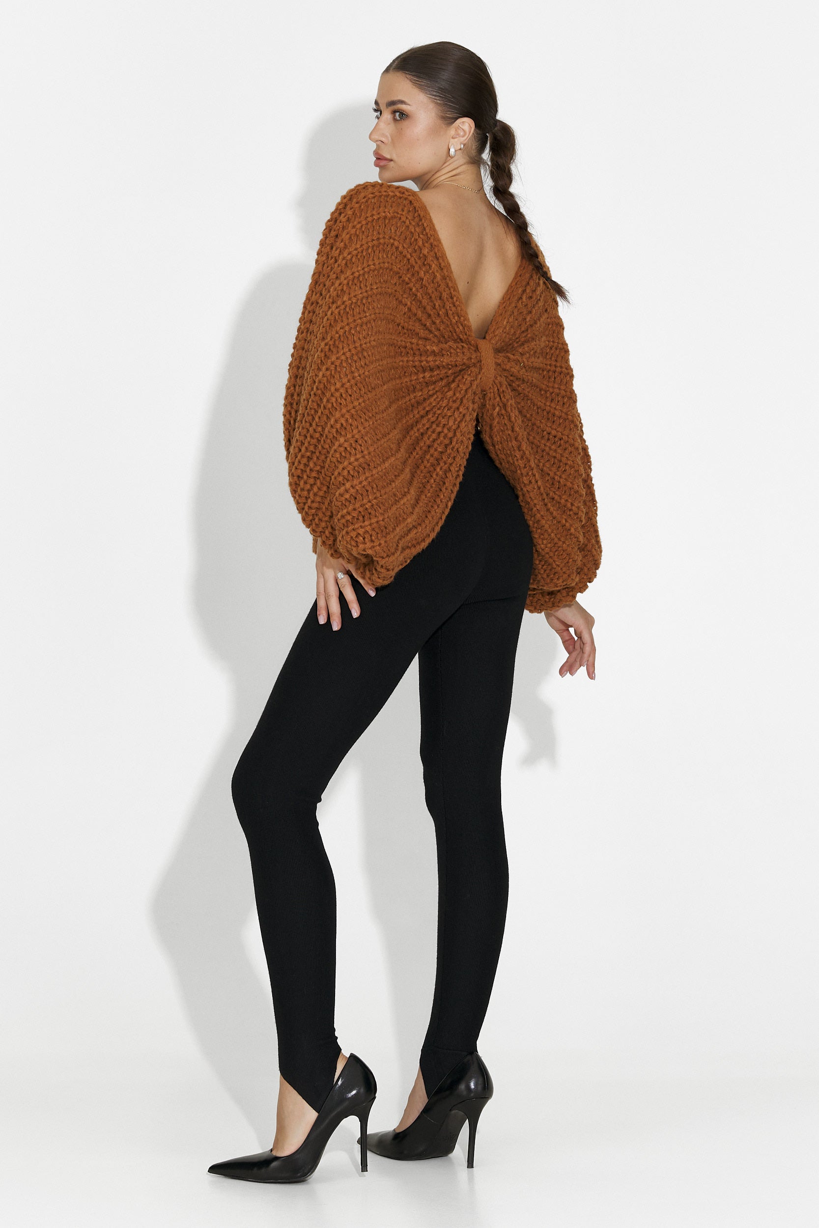 Кафяв дамски ежедневен пуловер Raviana Bogas