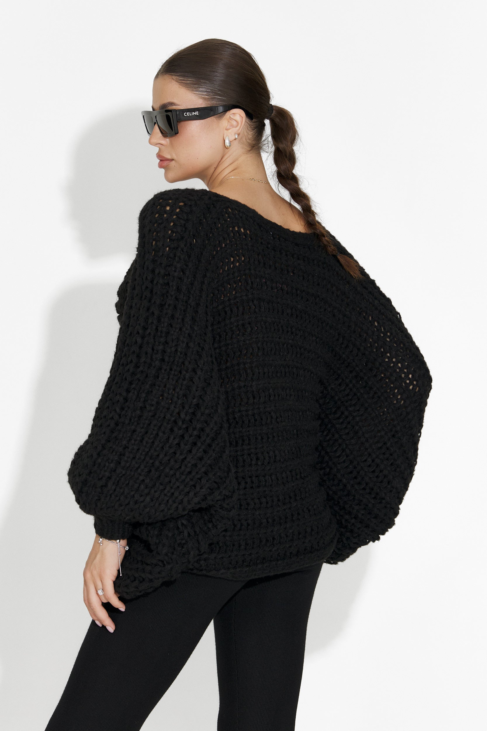 Дамски ежедневен пуловер в черно Raviana Bogas