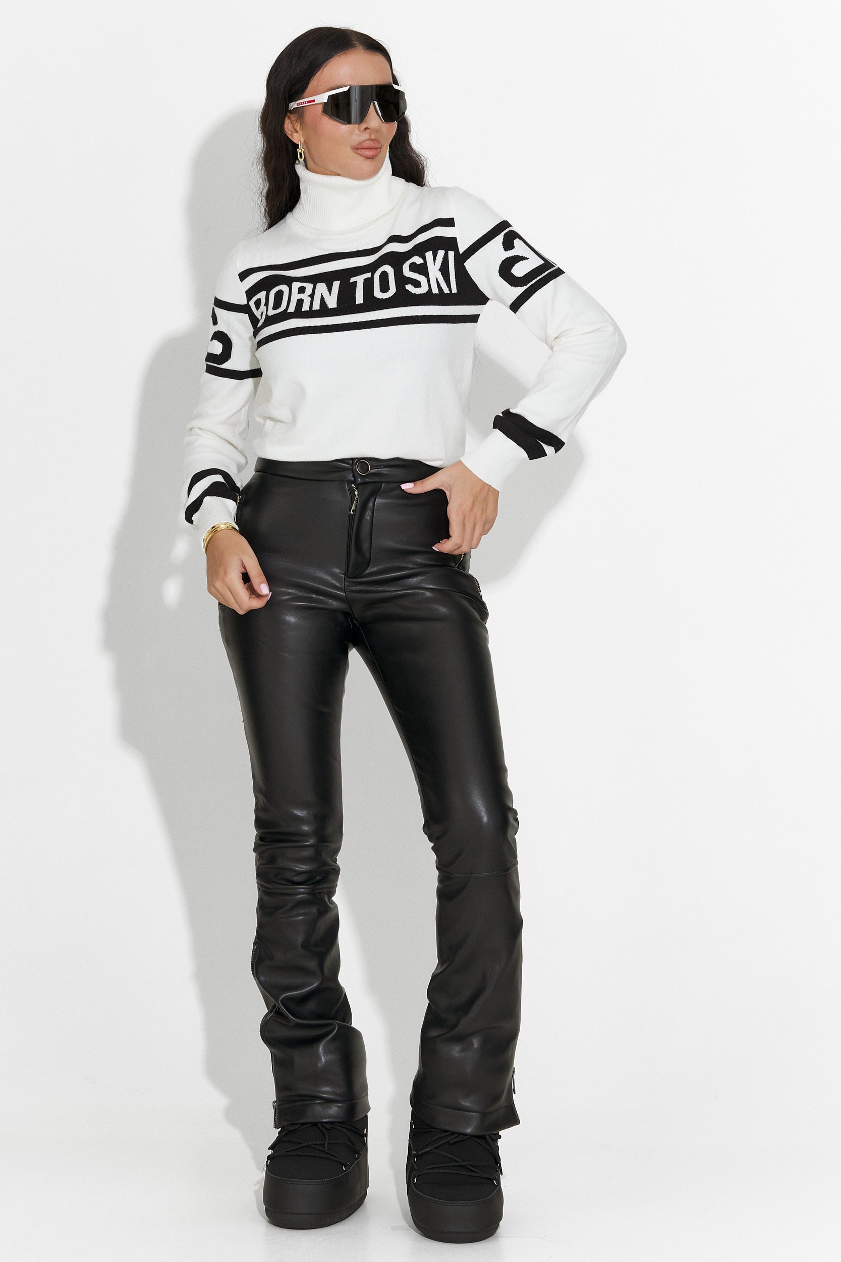 Дамски ски пуловер бял Jasnira Bogas