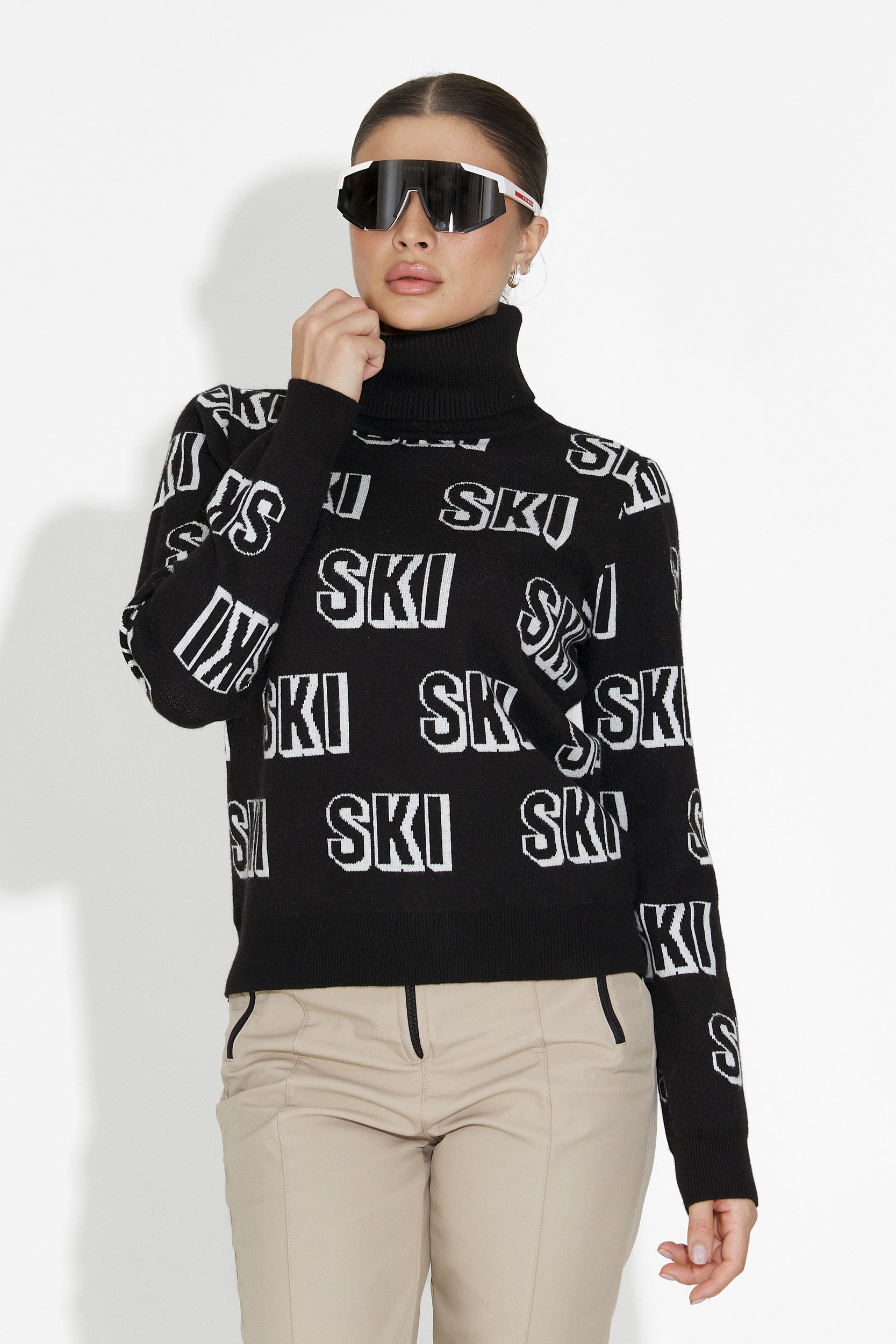 Дамски черен ски пуловер Caresia Bogas