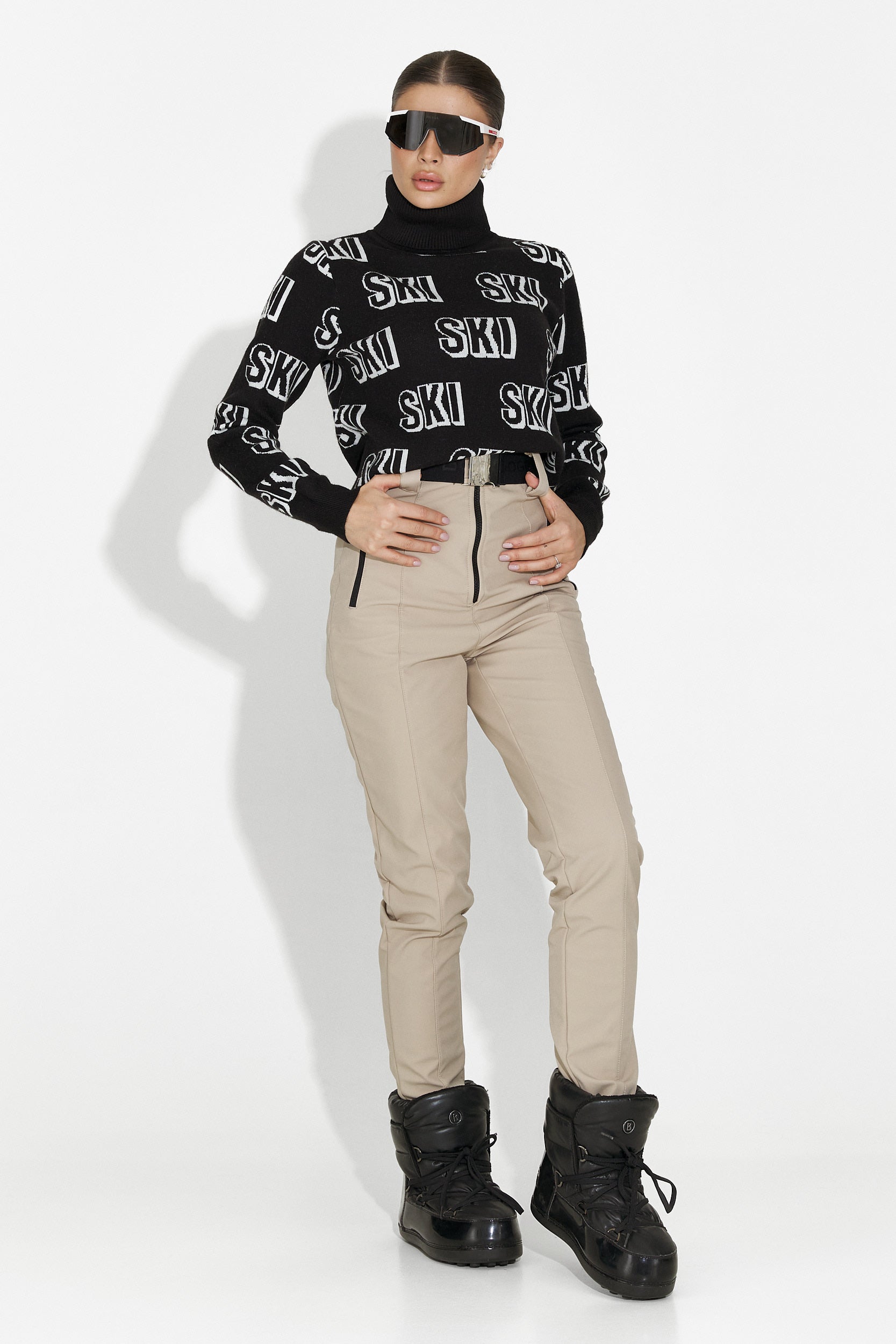 Дамски черен ски пуловер Caresia Bogas