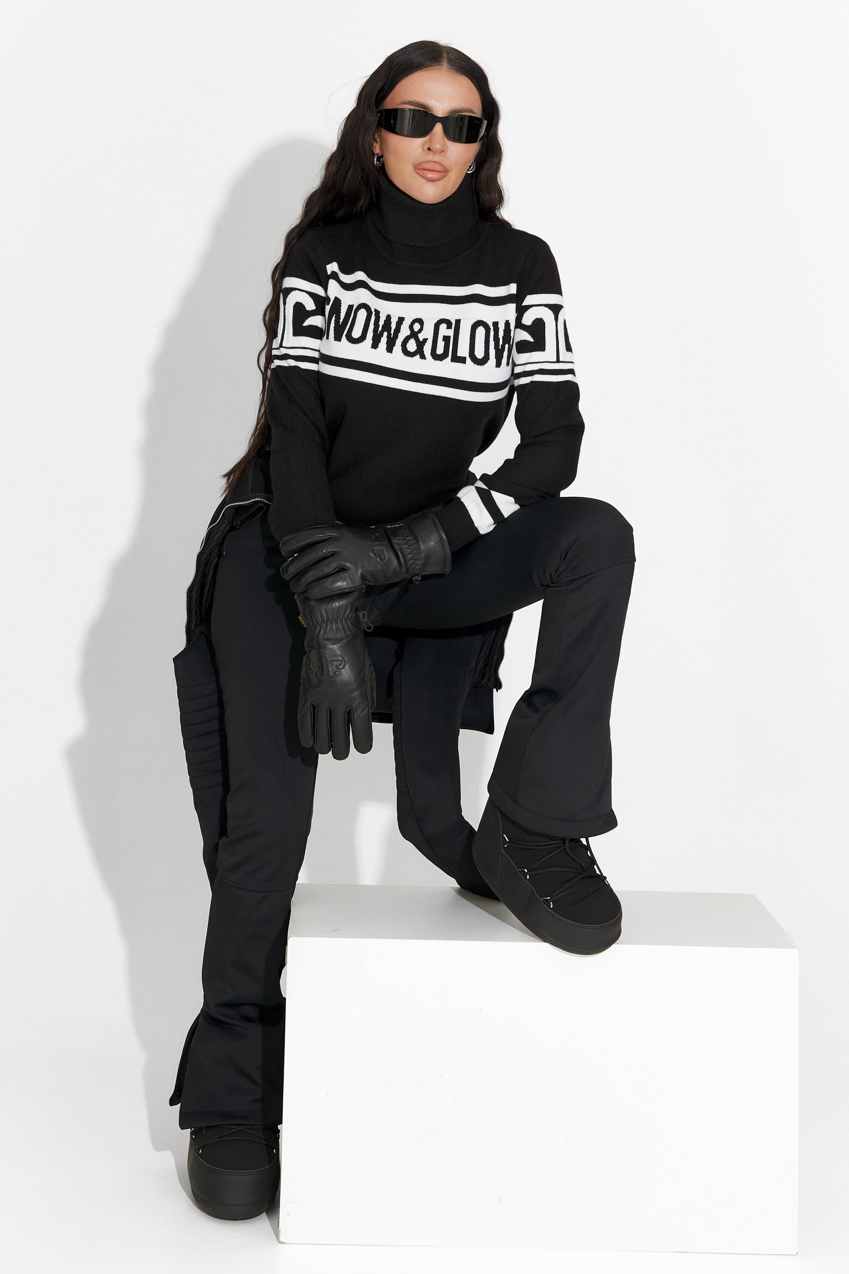 Черен дамски ски пуловер Clyra Bogas