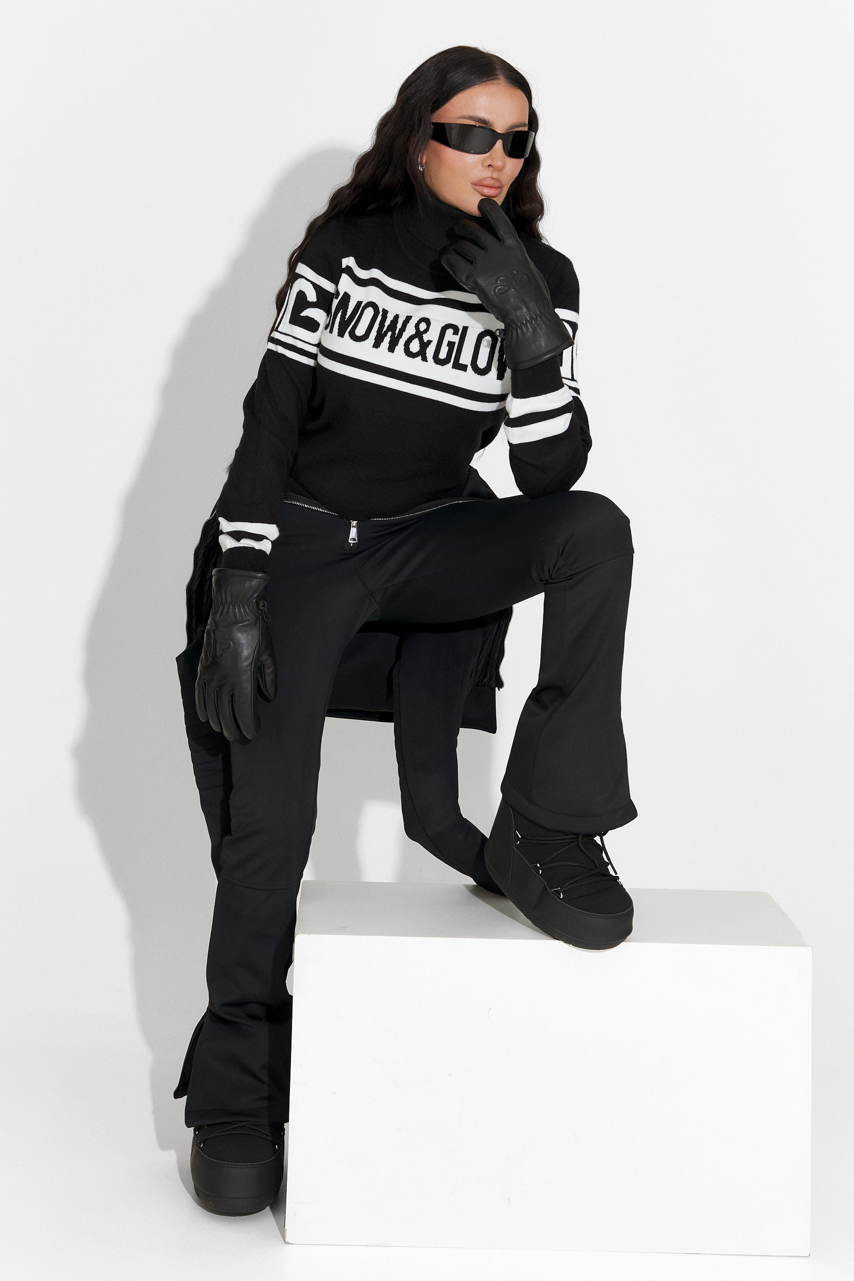 Черен дамски ски пуловер Clyra Bogas