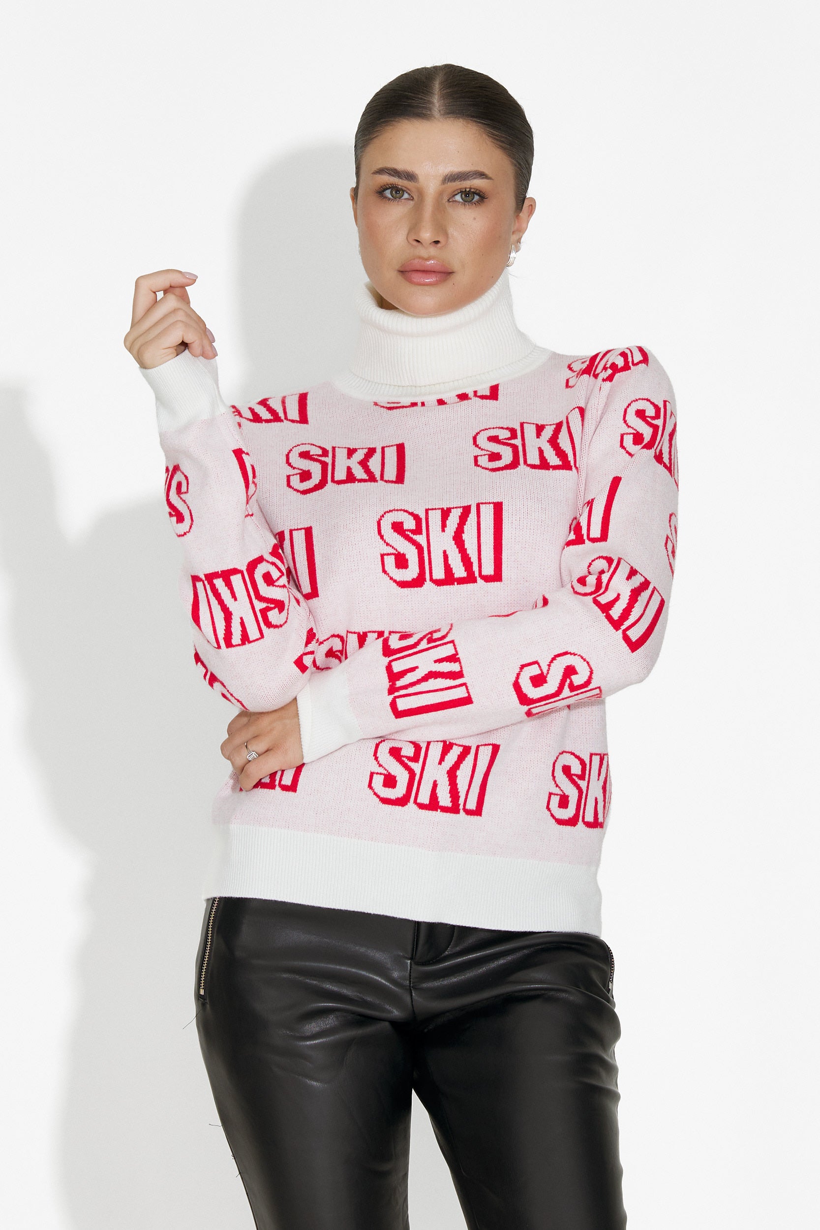 Дамски бял ски пуловер Caresia Bogas