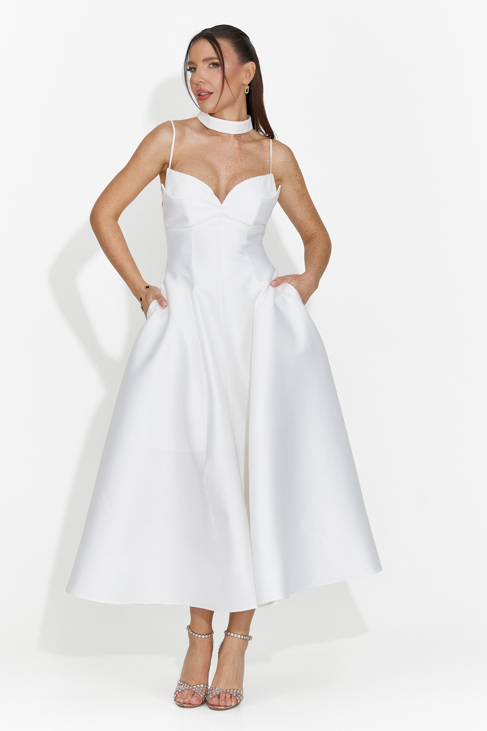 Дамска дълга бяла рокля Coriza Bogas