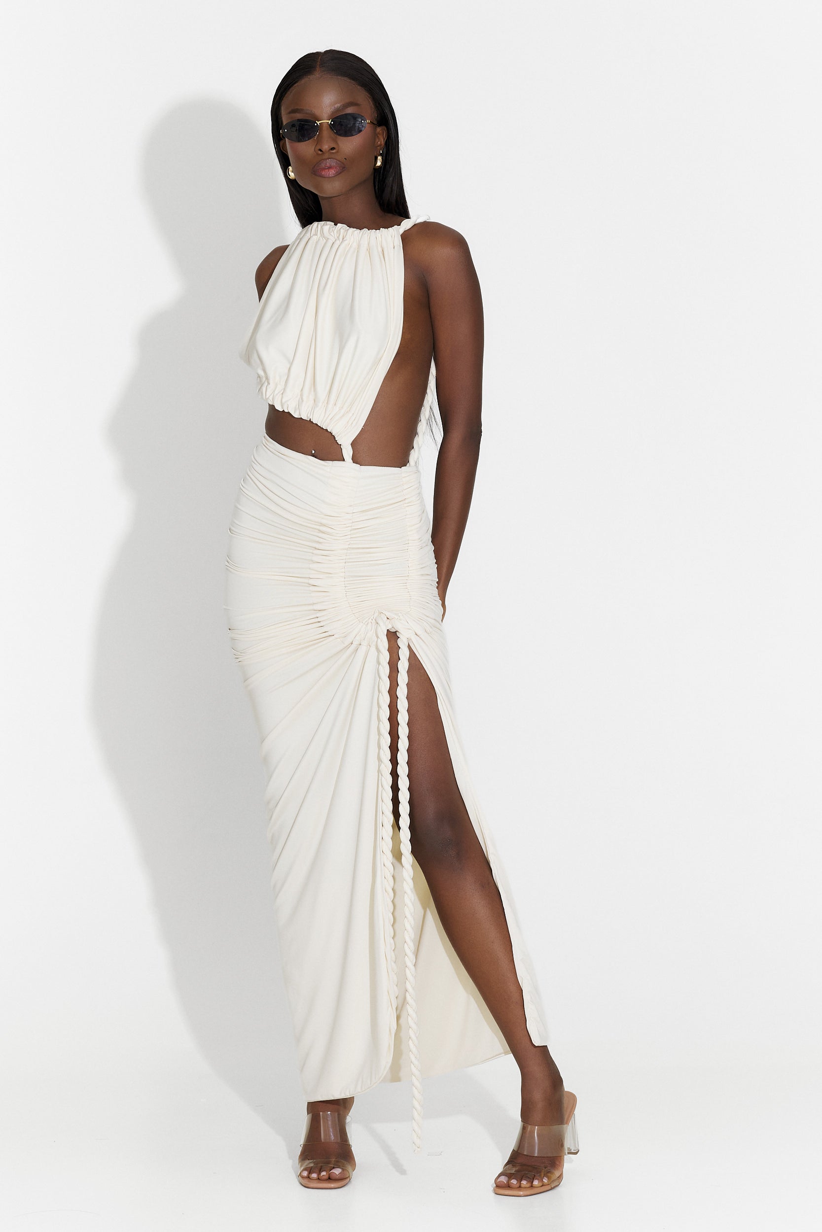 Rochie dama lunga bej Frina Bogas