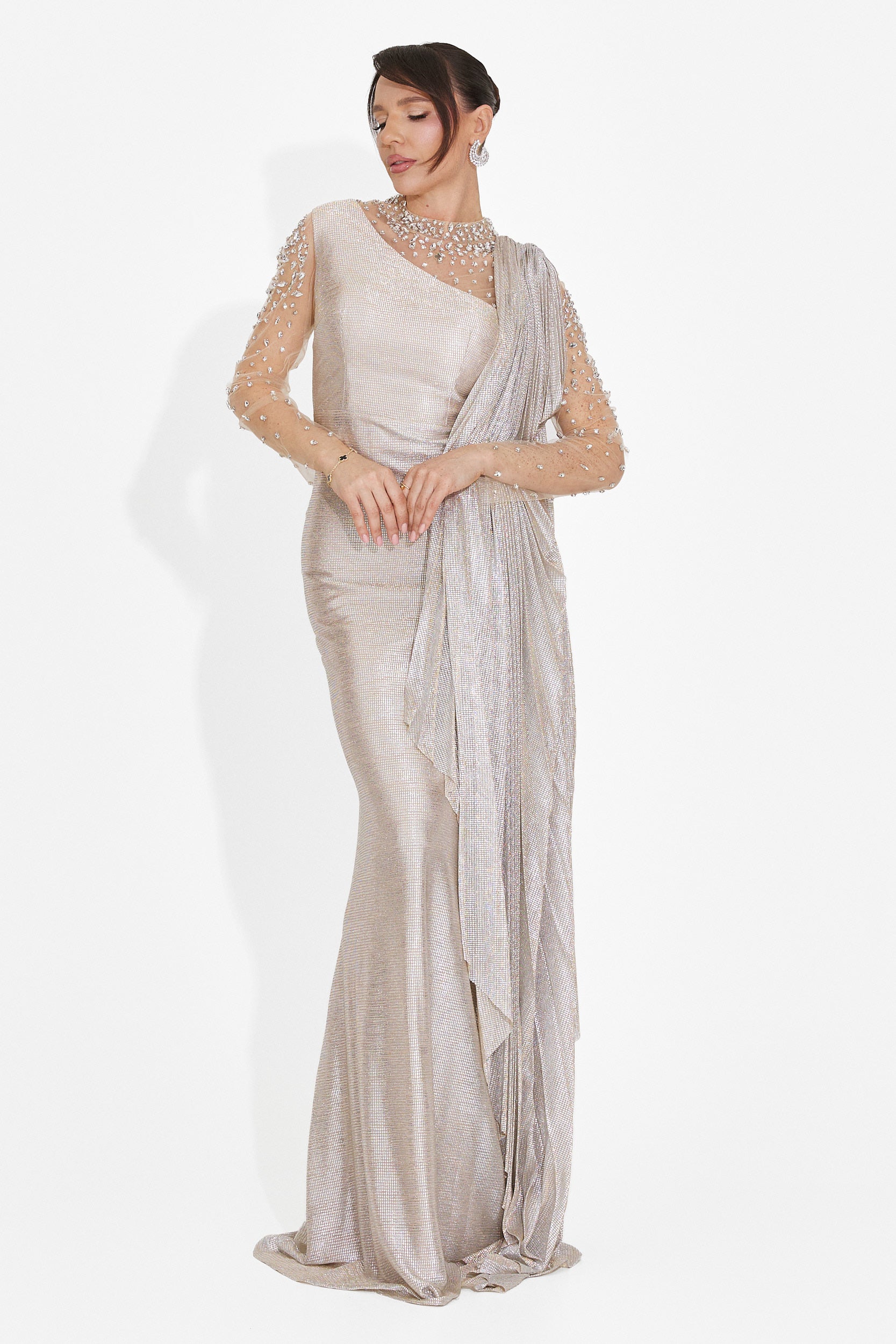 Rochie dama lunga bej Ysaia Bogas