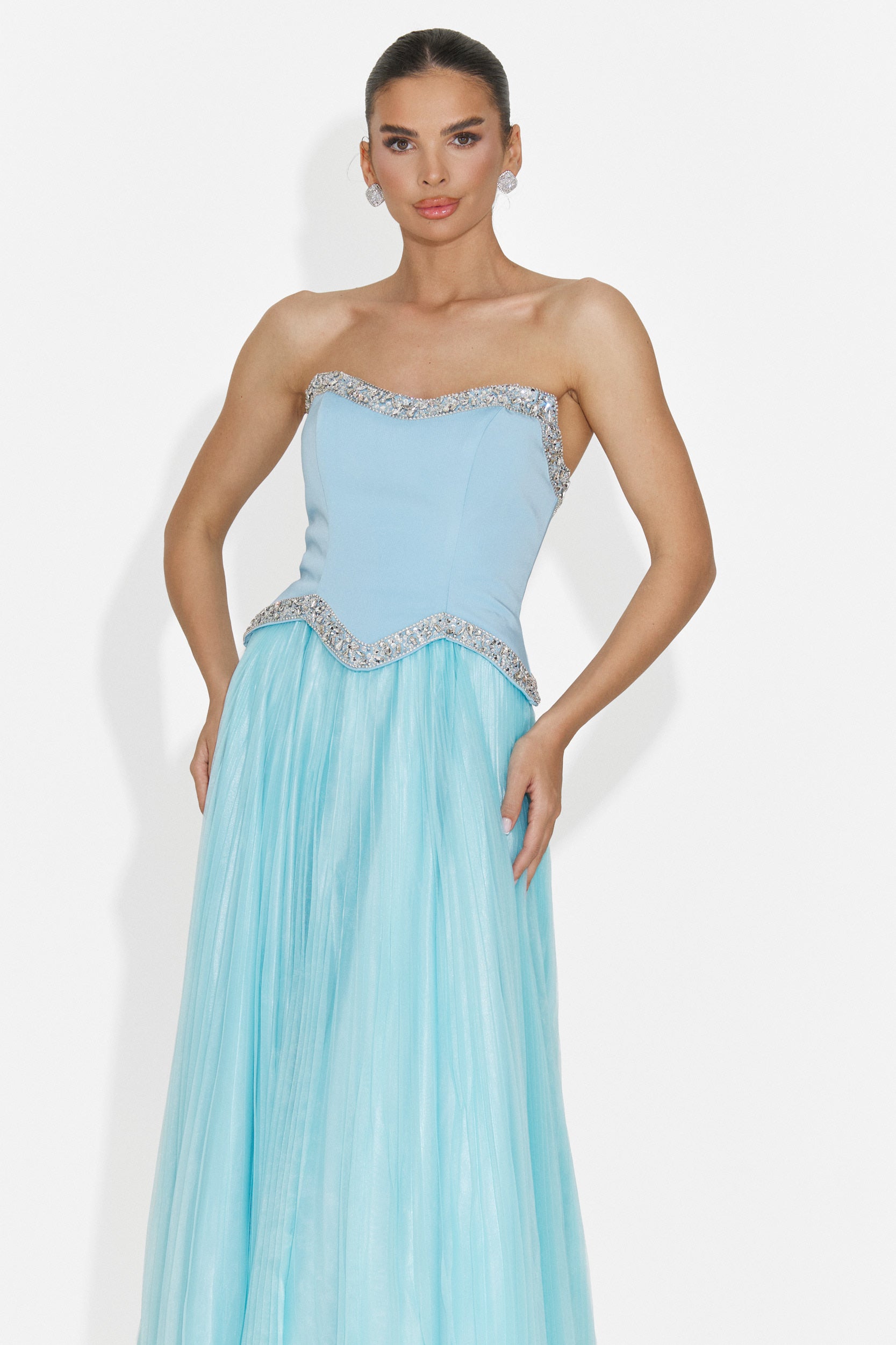 Rochie dama lunga bleu Elfi Bogas