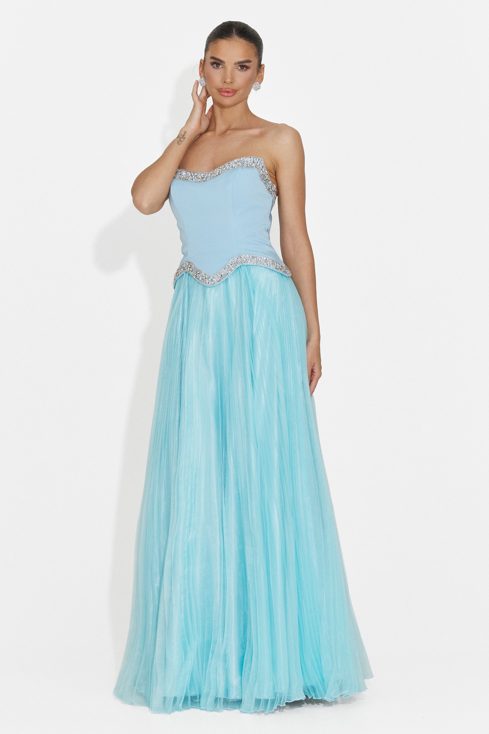 Rochie dama lunga bleu Elfi Bogas