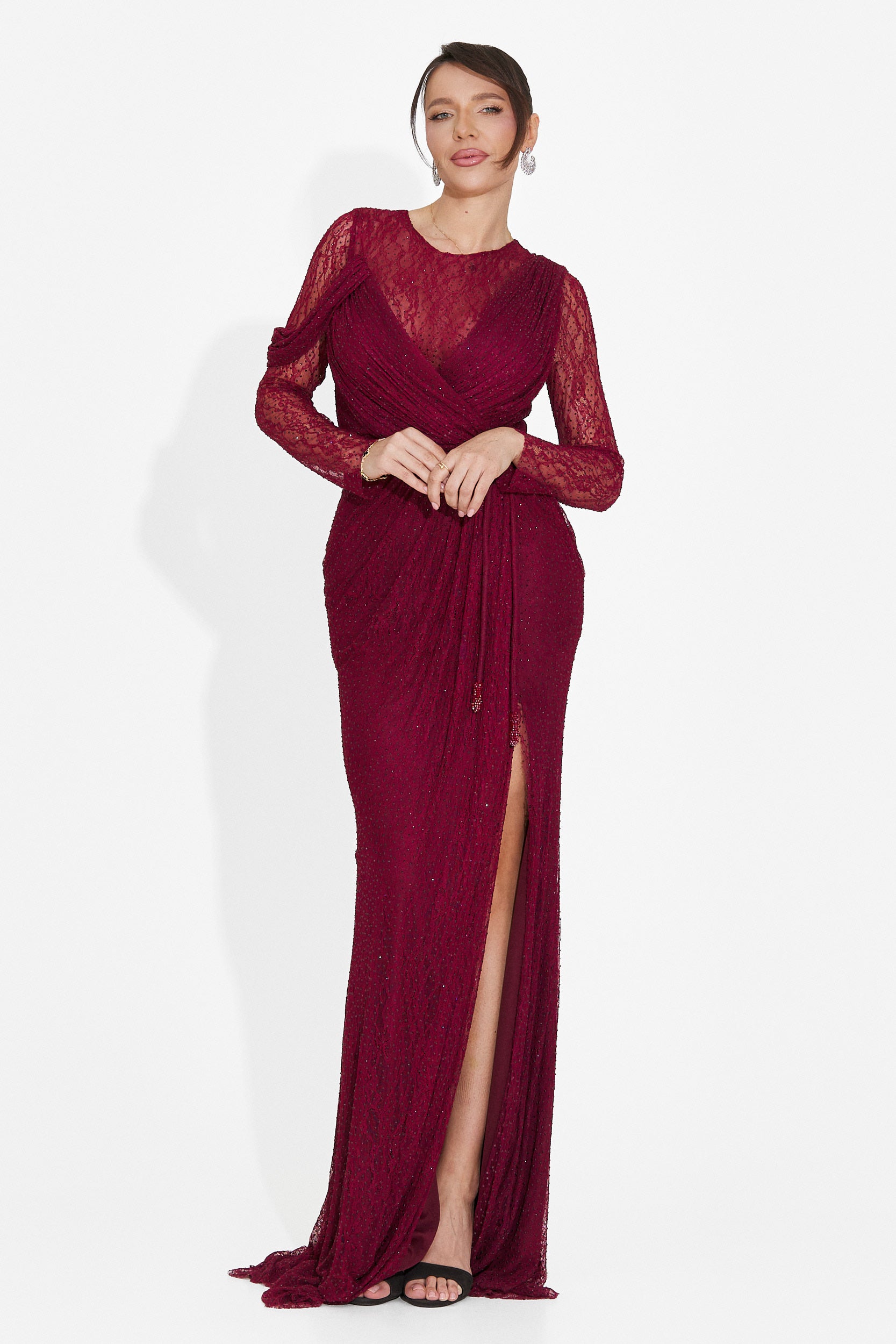 Rochie dama lunga burgundy Herminia Bogas