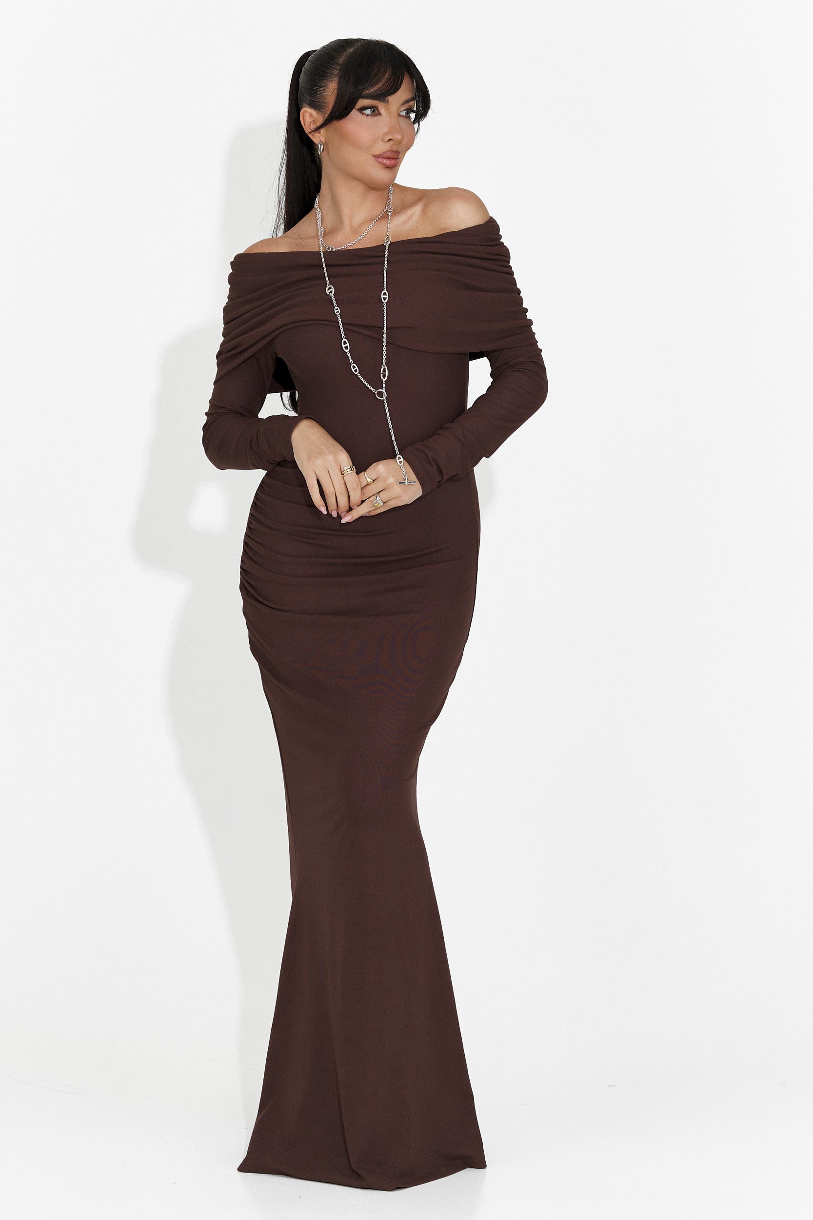 Дамска дълга рокля кафява Briania Bogas