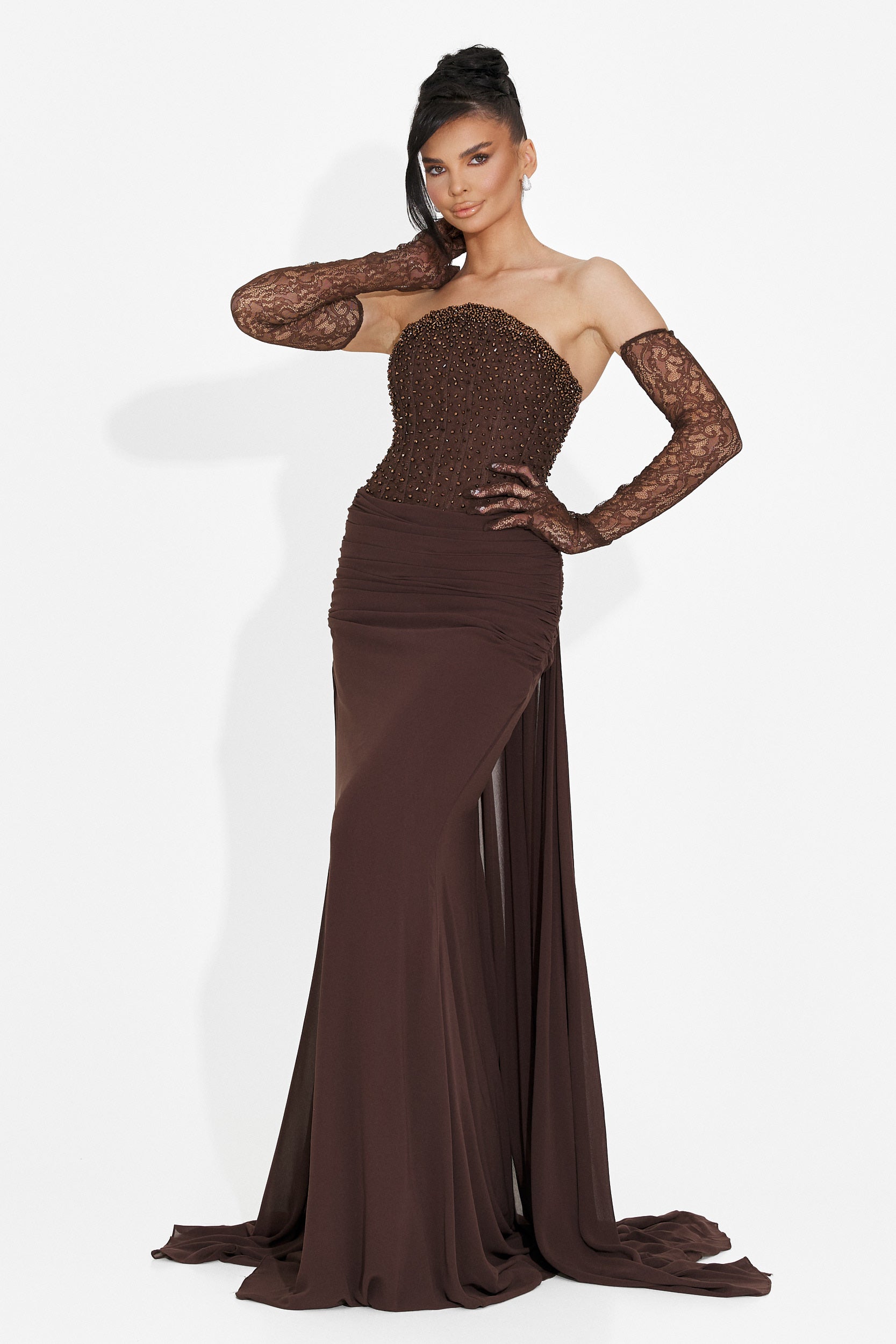 Rochie dama lunga maro Camya Bogas