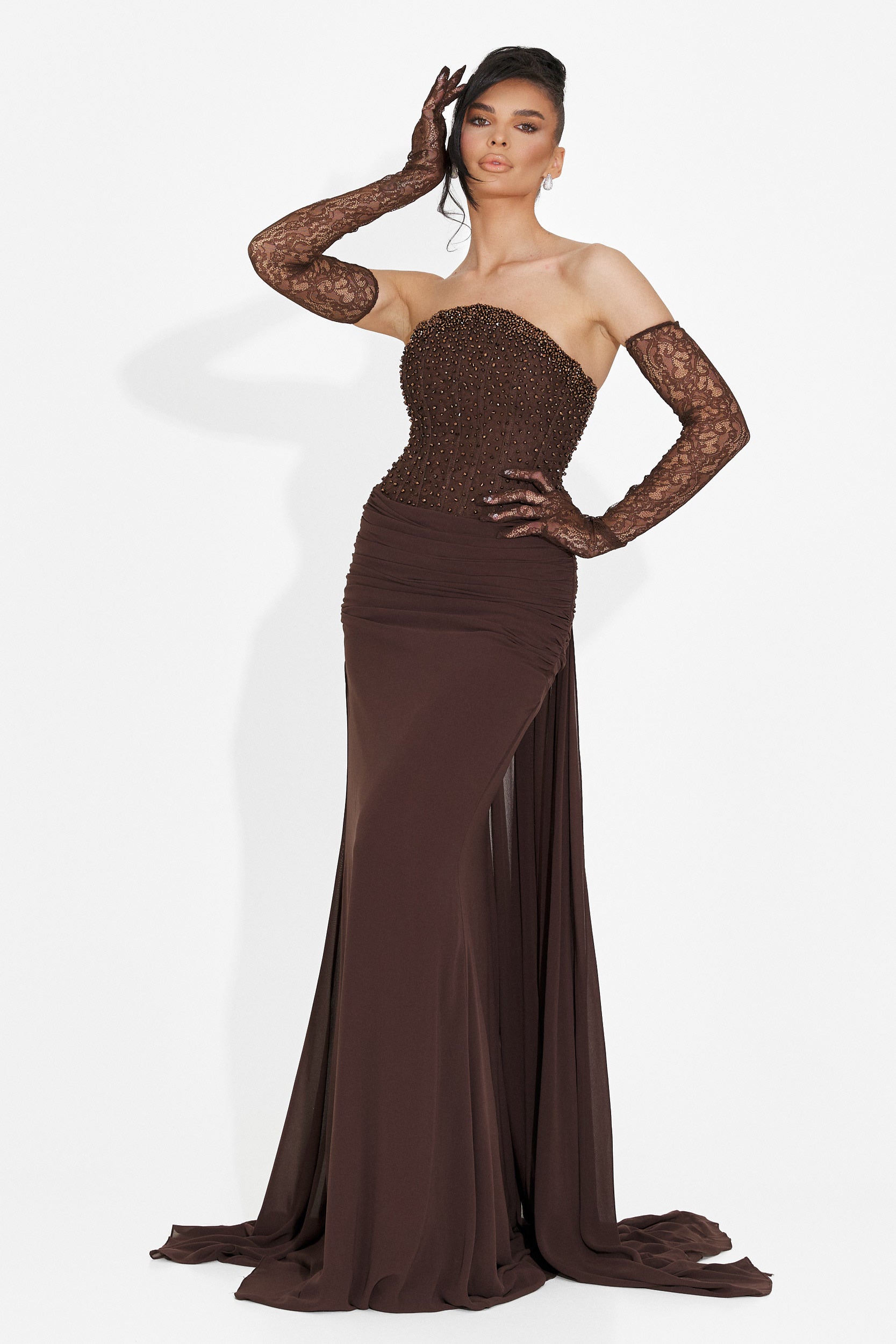 Rochie dama lunga maro Camya Bogas