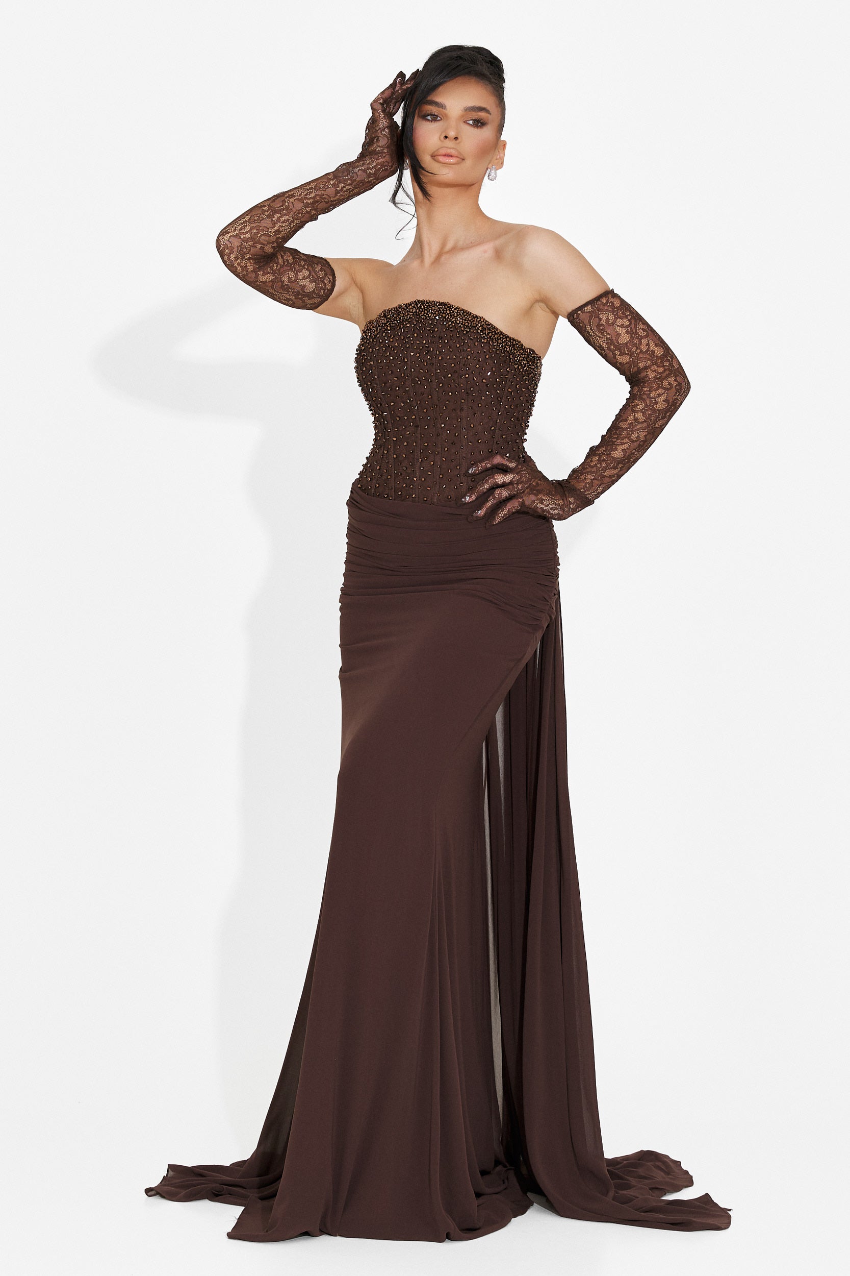 Rochie dama lunga maro Camya Bogas