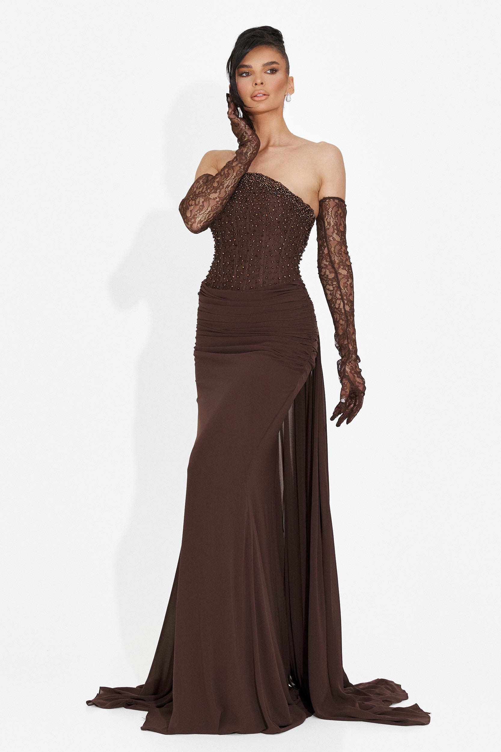 Rochie dama lunga maro Camya Bogas