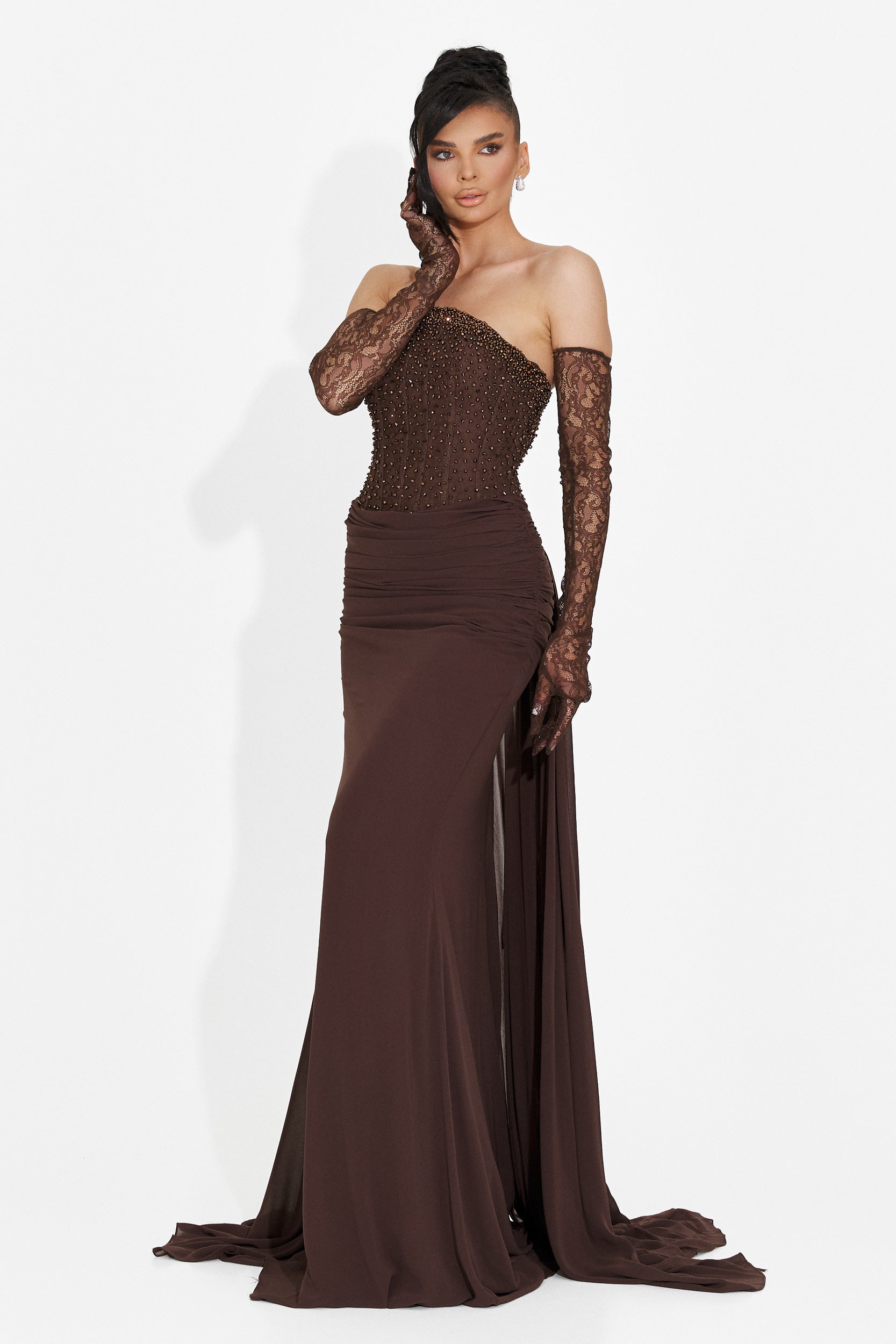 Rochie dama lunga maro Camya Bogas