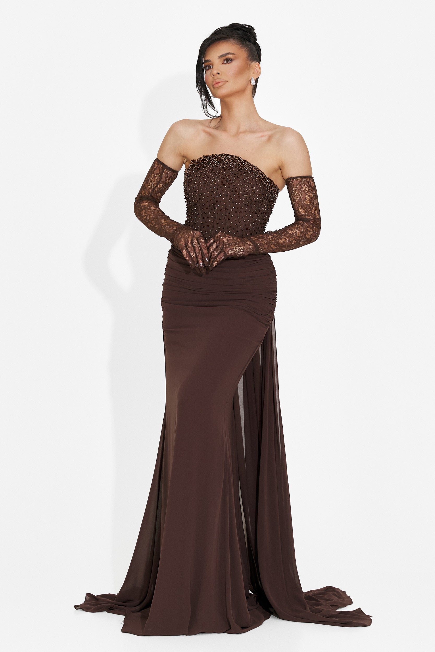 Rochie dama lunga maro Camya Bogas