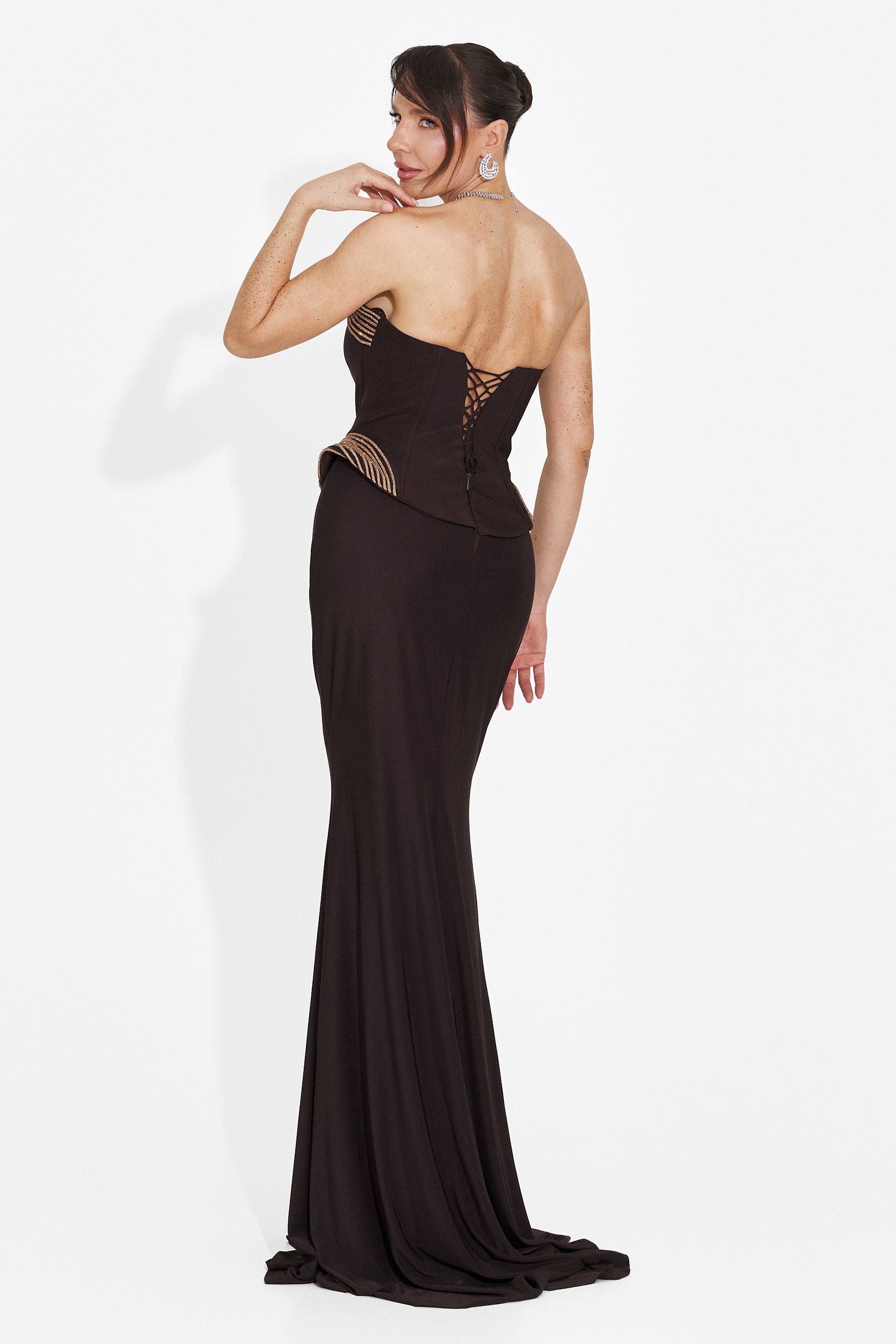 Rochie dama lunga maro Caylei Bogas