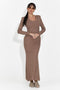 Дамска дълга кафява рокля Jenele Bogas