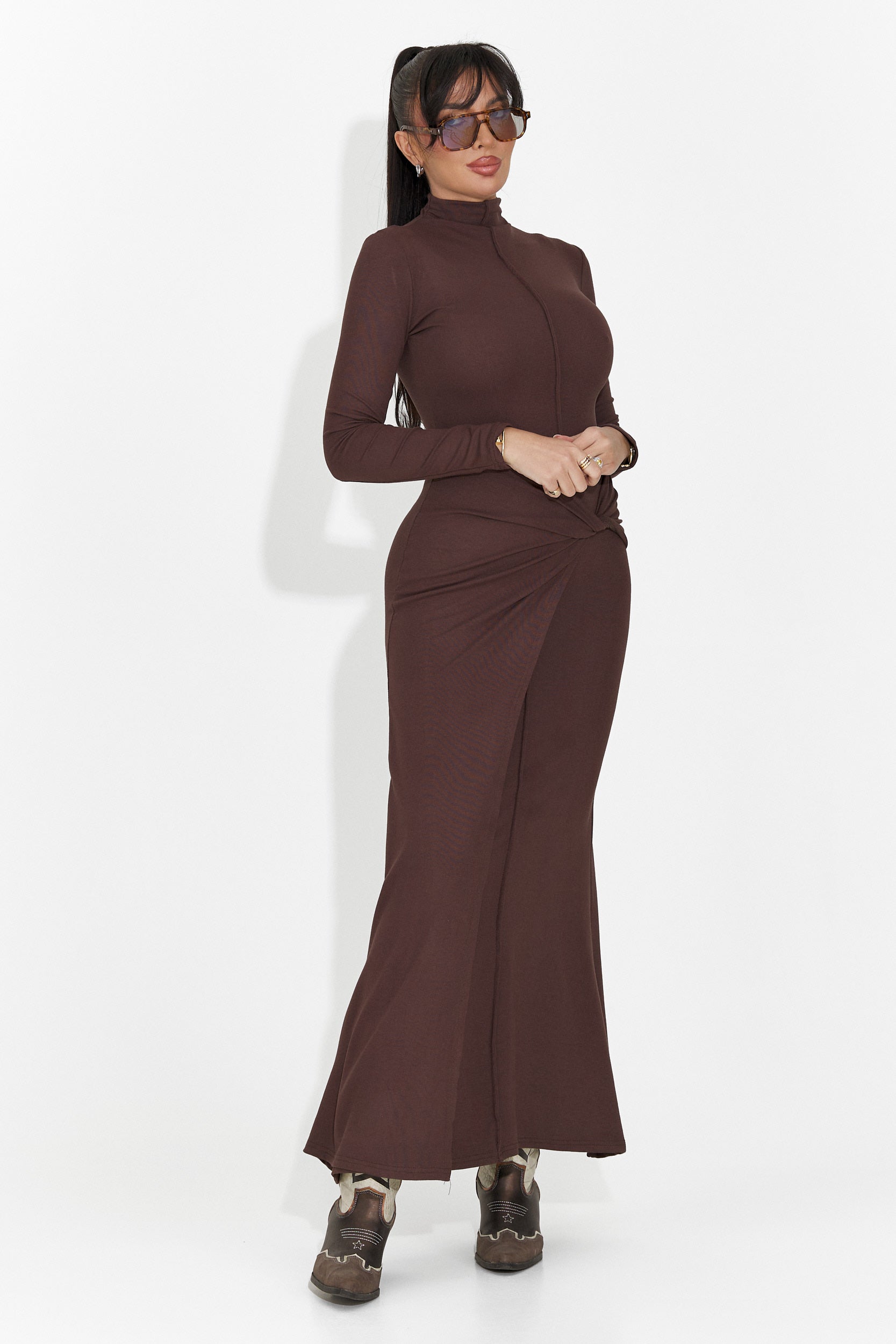 Дамска дълга рокля кафява Sharita Bogas