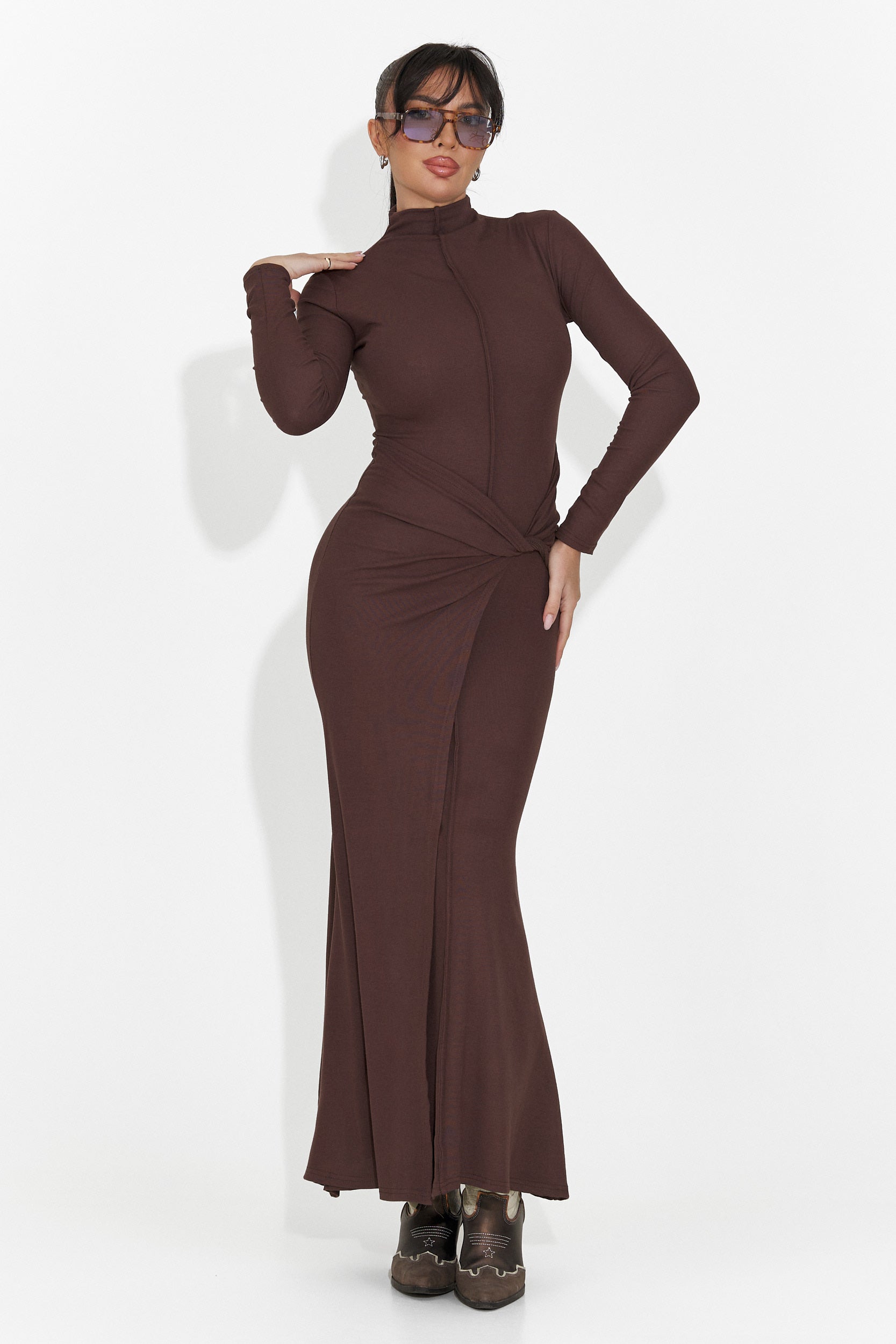 Дамска дълга рокля кафява Sharita Bogas