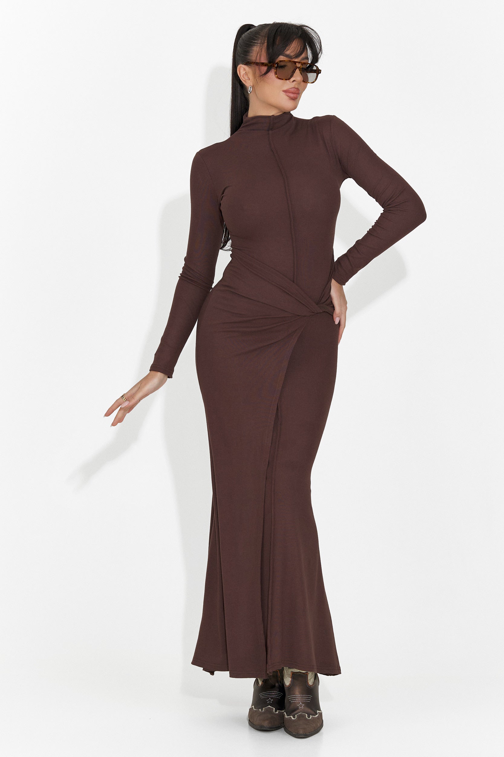 Дамска дълга рокля кафява Sharita Bogas