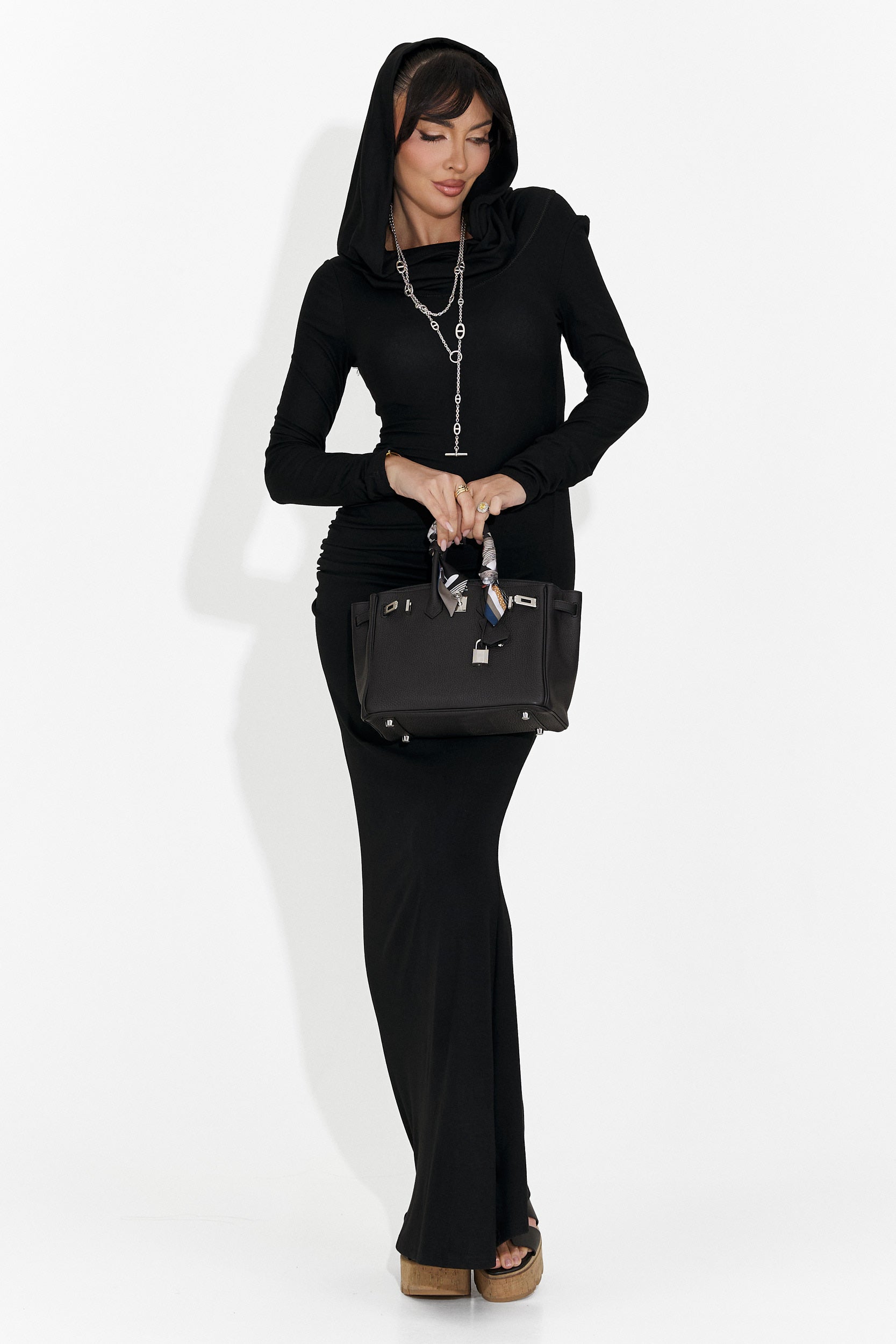 Дамска дълга черна рокля Briania Bogas