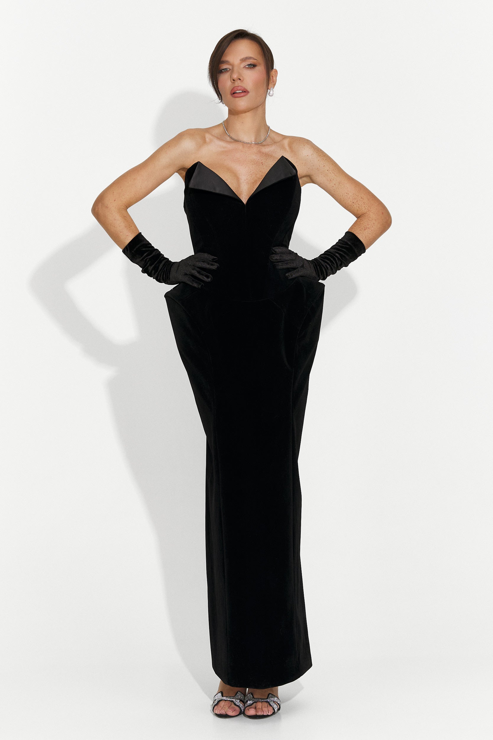 Дълга черна дамска рокля Lavel Bogas