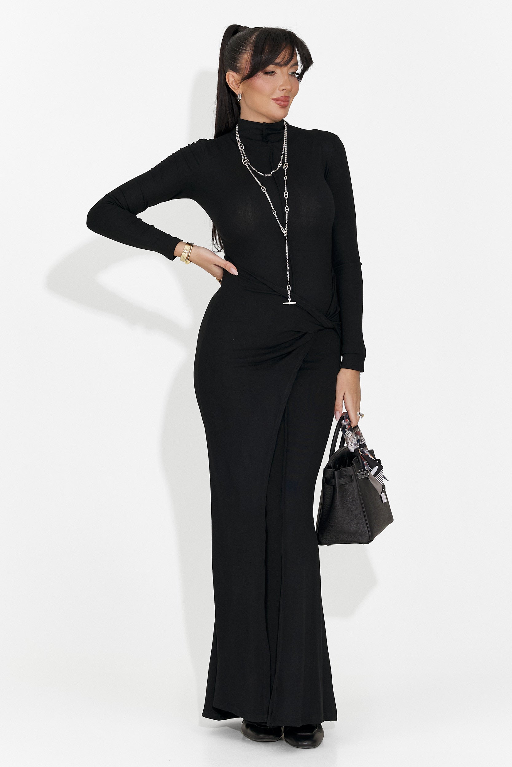 Дамска дълга черна рокля Sharita Bogas