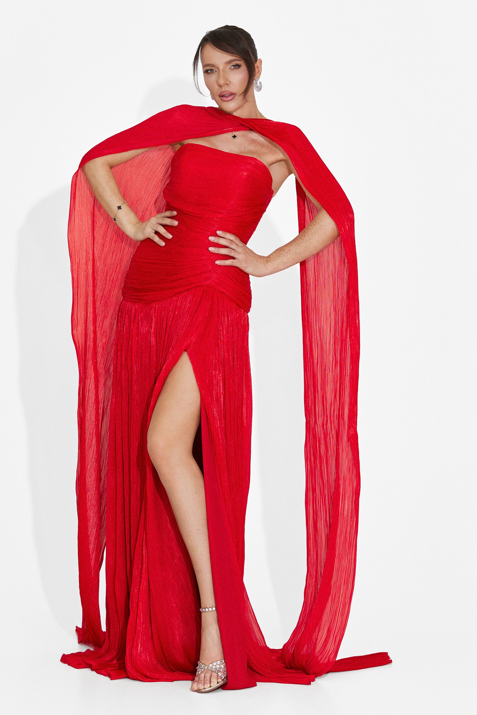 Rochie dama lunga rosie Gabielia Bogas