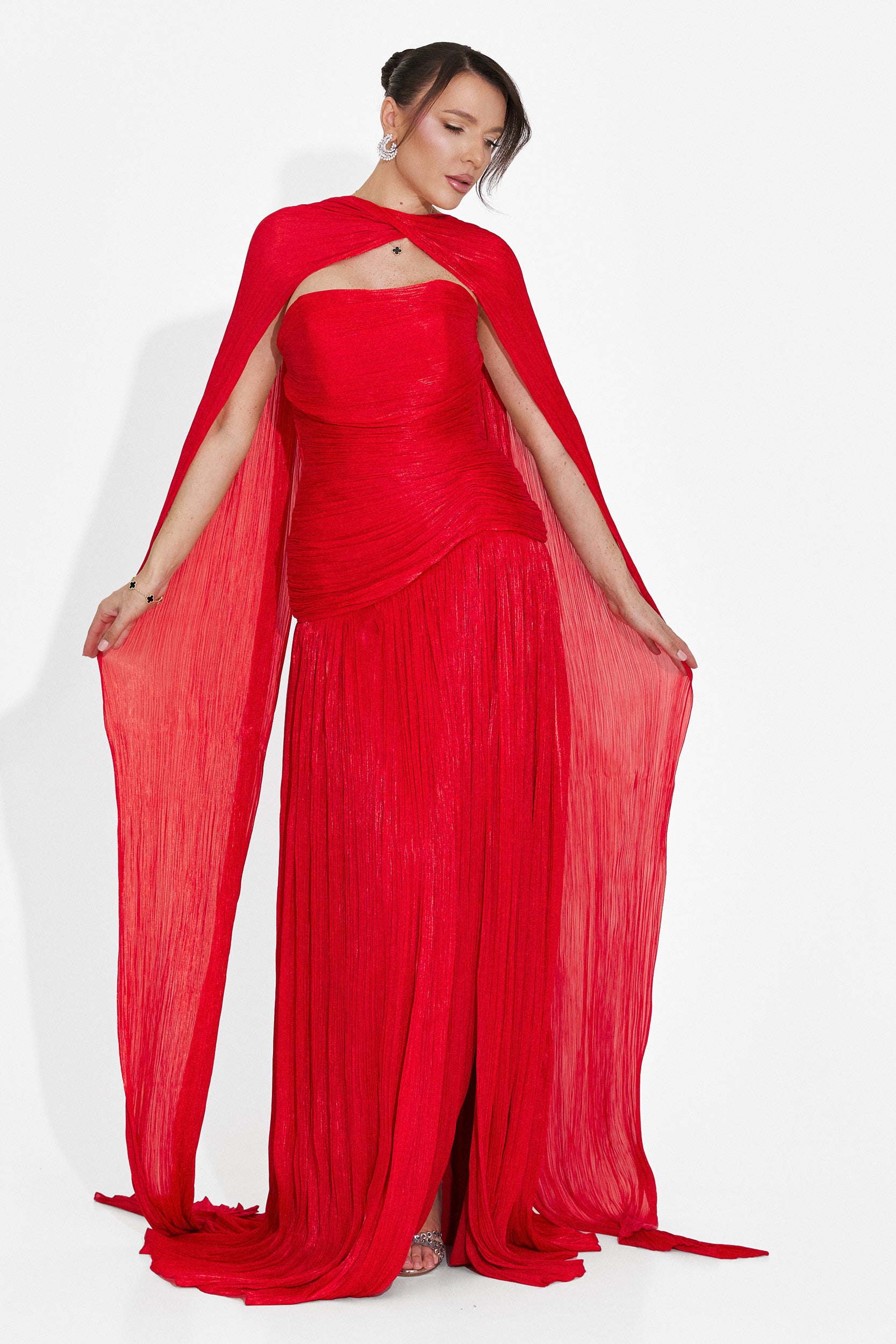 Rochie dama lunga rosie Gabielia Bogas