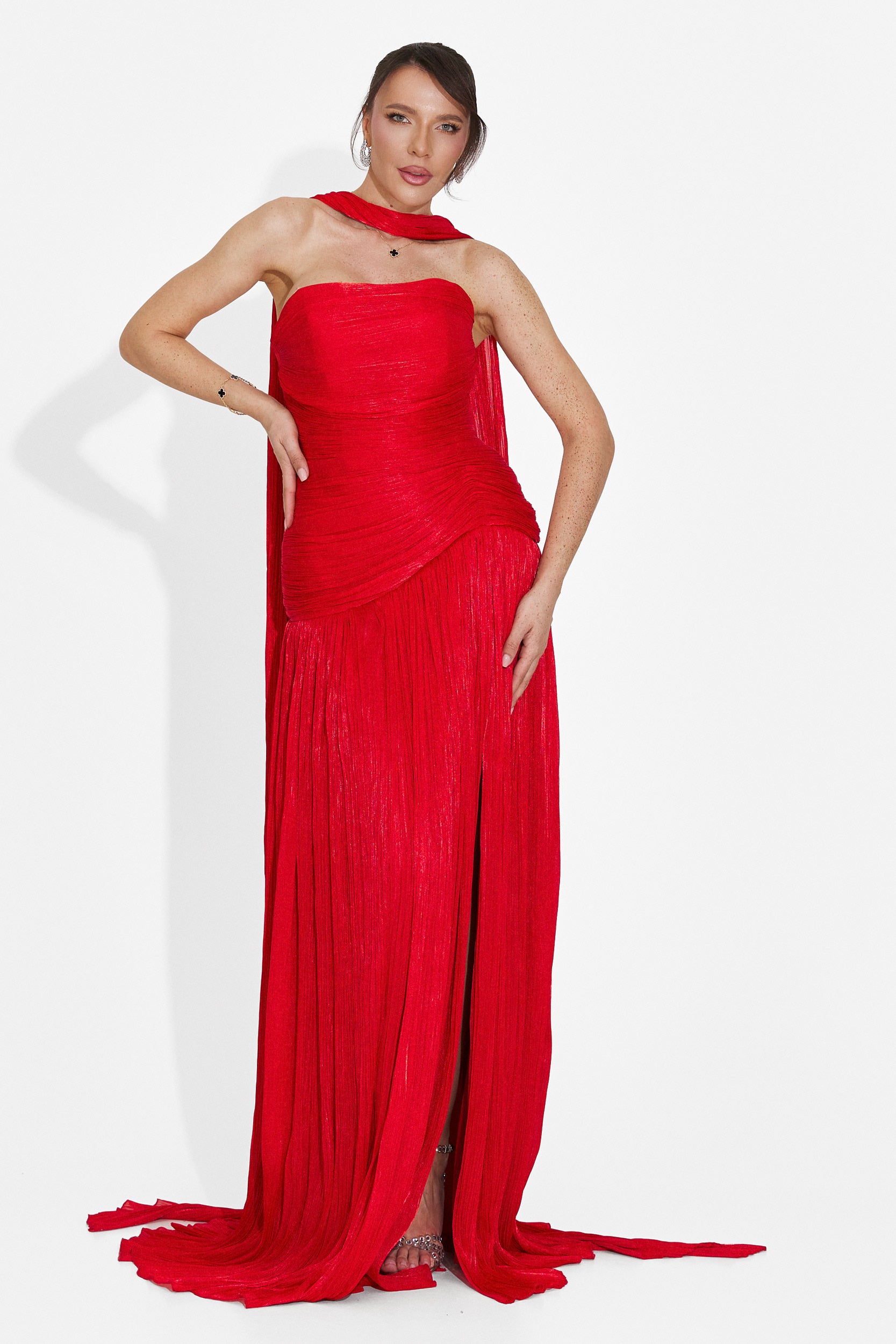 Rochie dama lunga rosie Gabielia Bogas