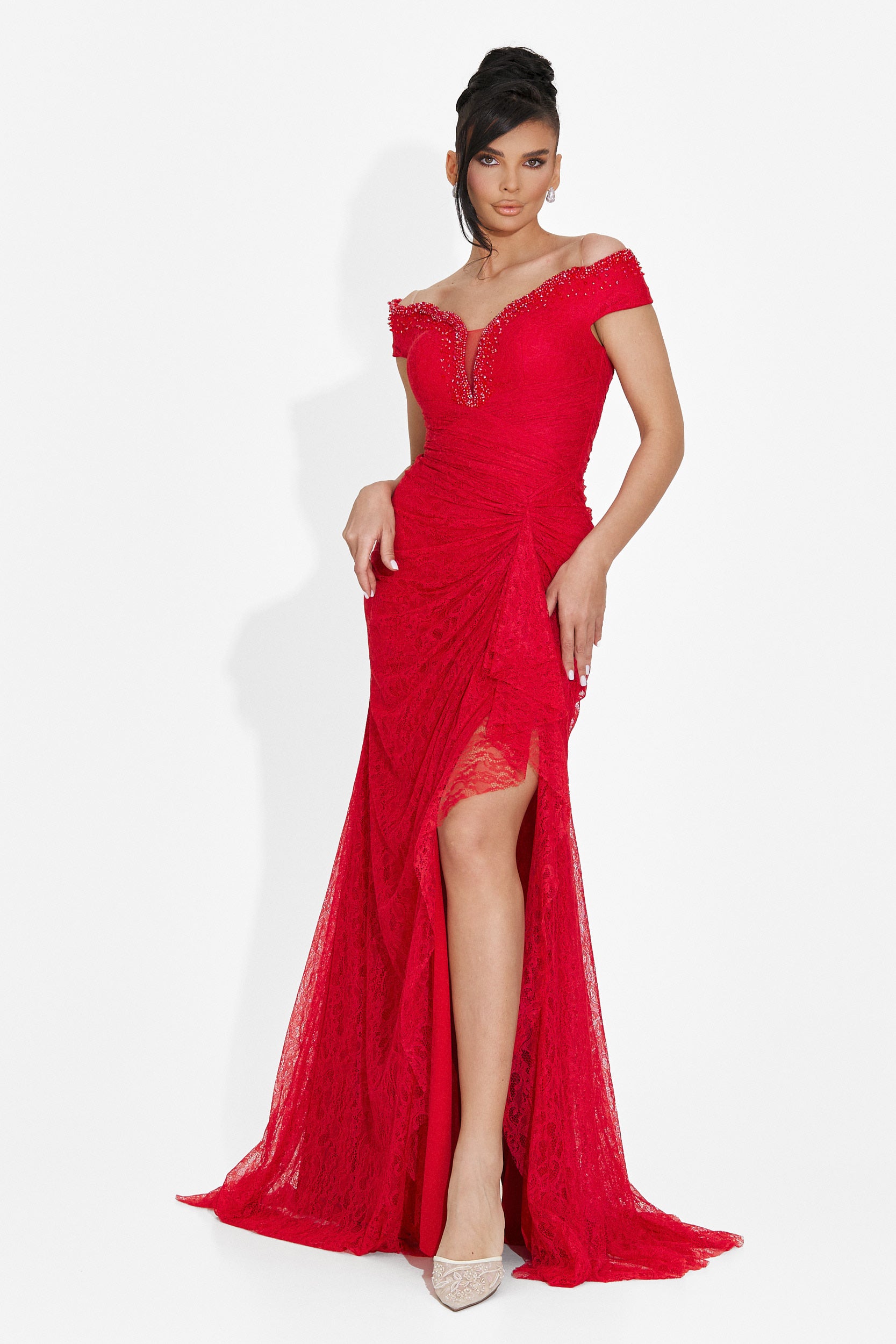 Rochie dama lunga rosie Sidomia Bogas