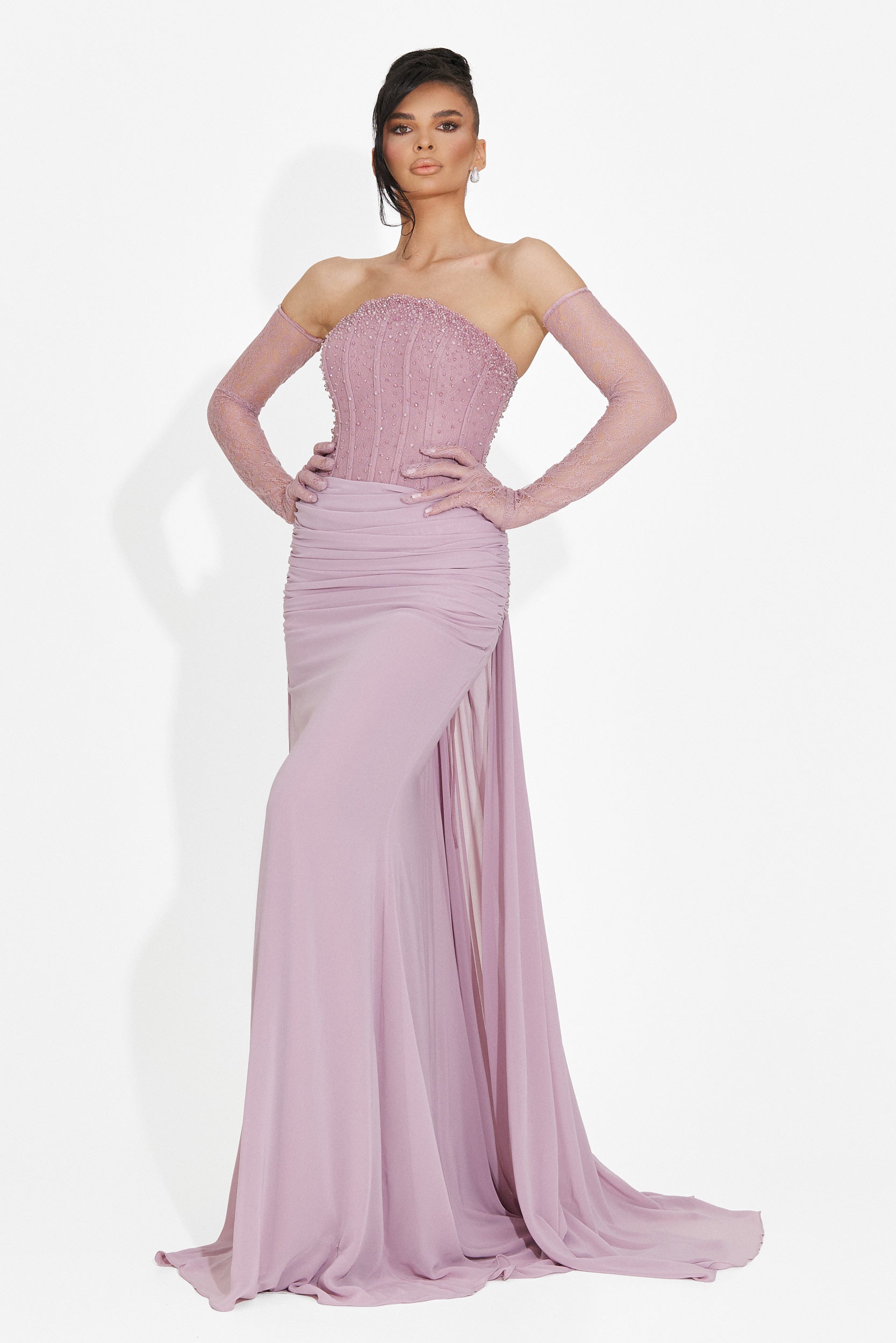 Rochie dama lunga roz Camya Bogas