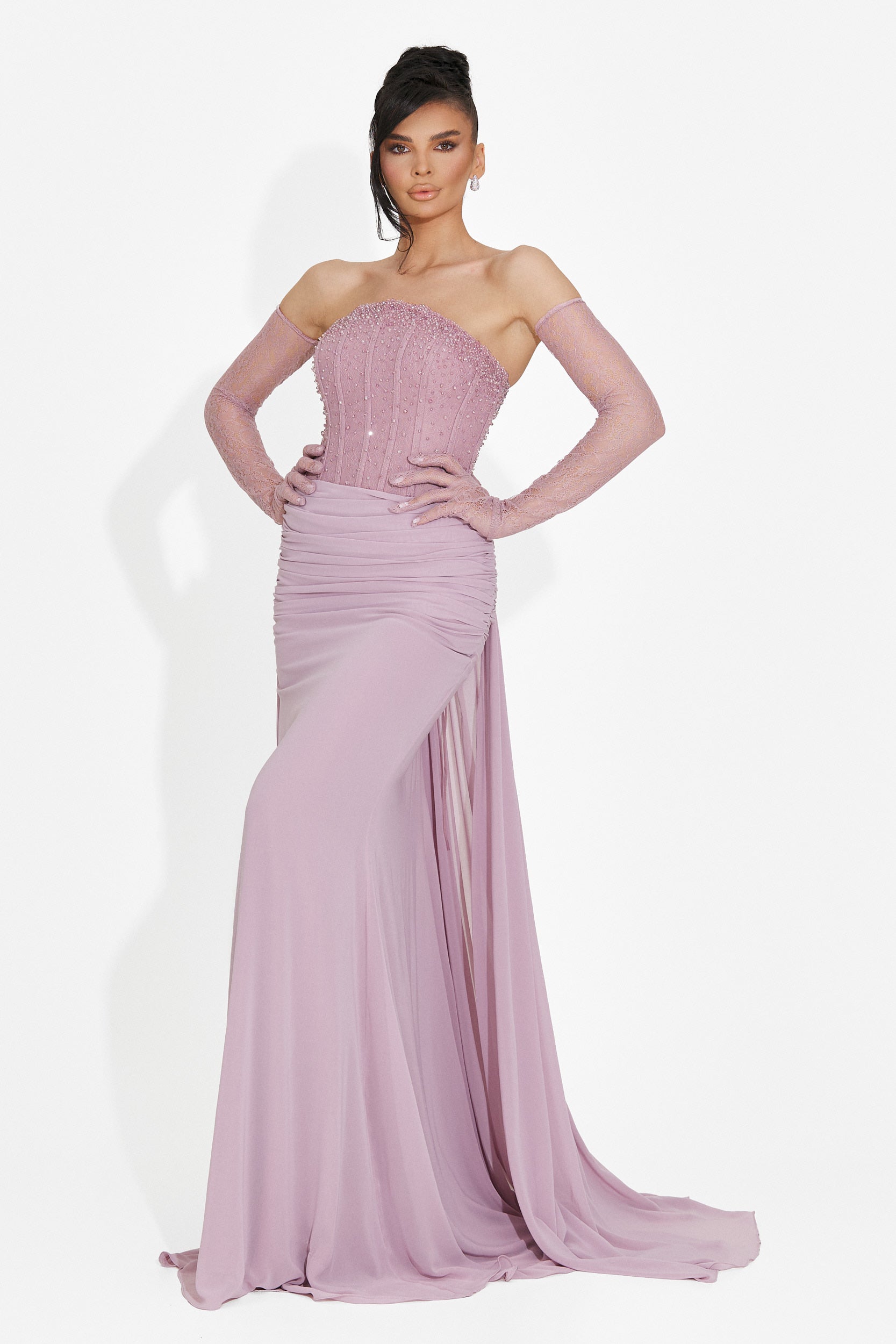 Rochie dama lunga roz Camya Bogas